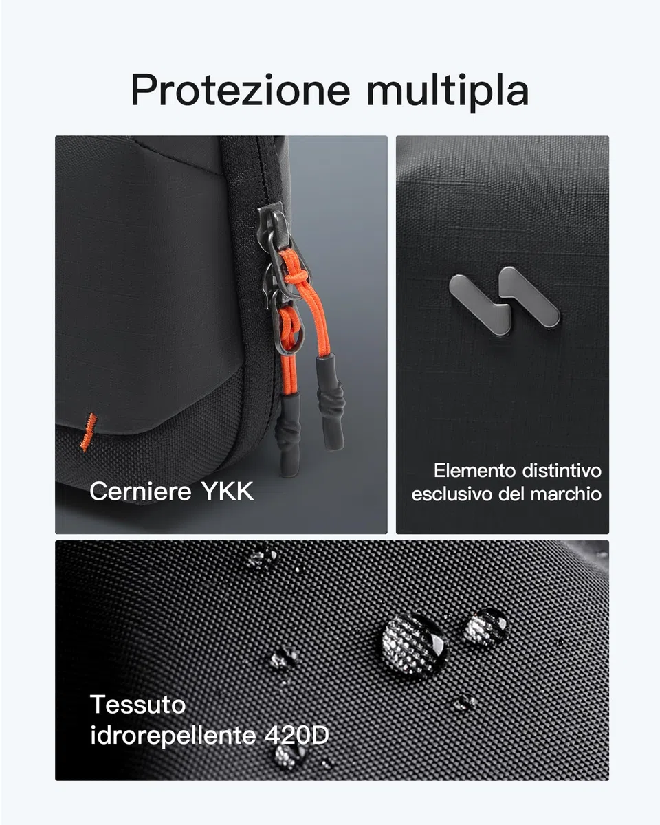 Inateck Organizer Elettronico Portatile, Borsa da Viaggio Resistente agli Spruzzi per Cavi, Power Bank, Hub, Cuffie, Nero