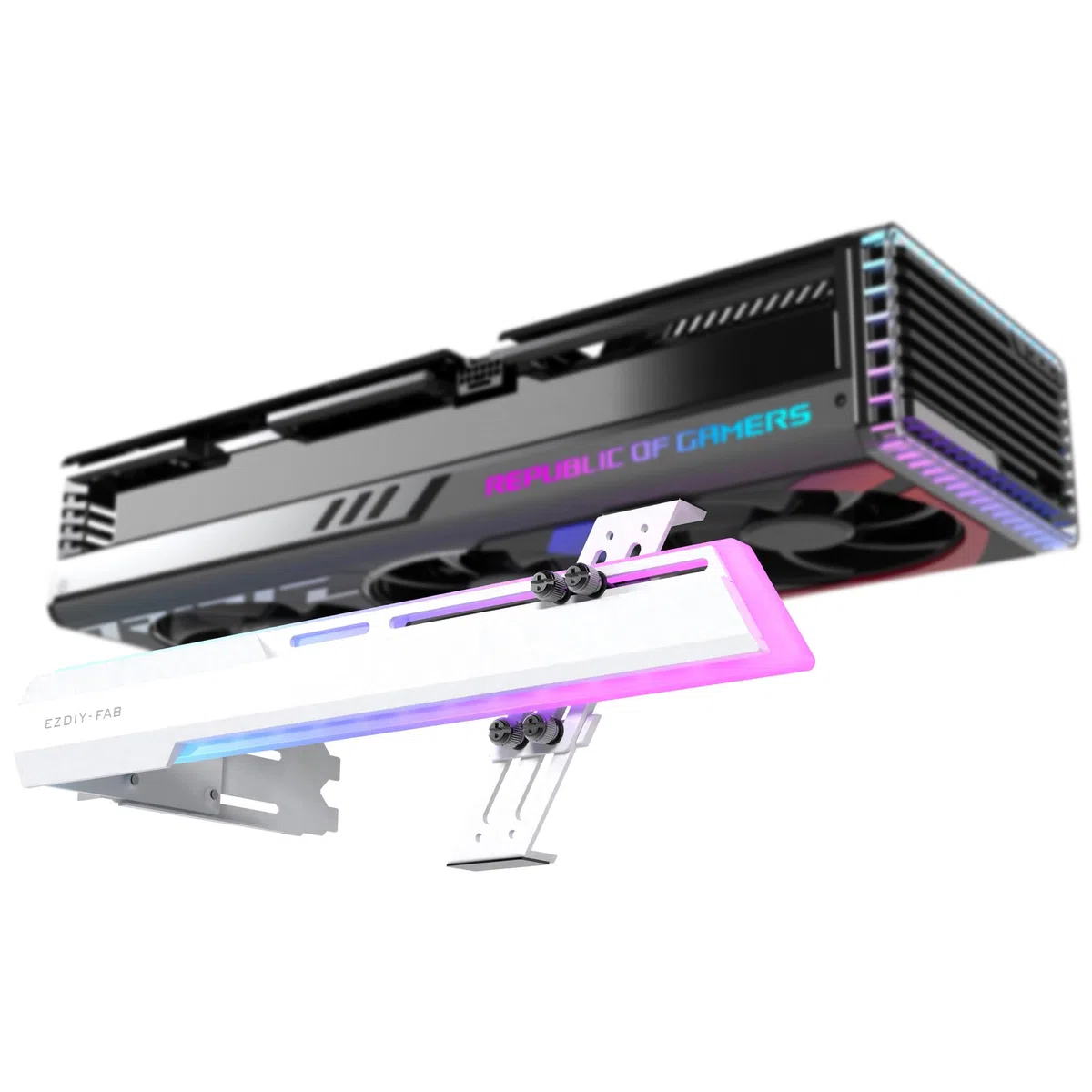 EZDIY-FAB 5V ARGB GPU Holder Brace Supporto Scheda Grafica GPU Supporto Scheda Video Staffa,Struttura Avvitabile,Supporto Scheda Video Sag Holder/Supporto Staffa RX7990XTX, RTX4090,Bianco-341-1