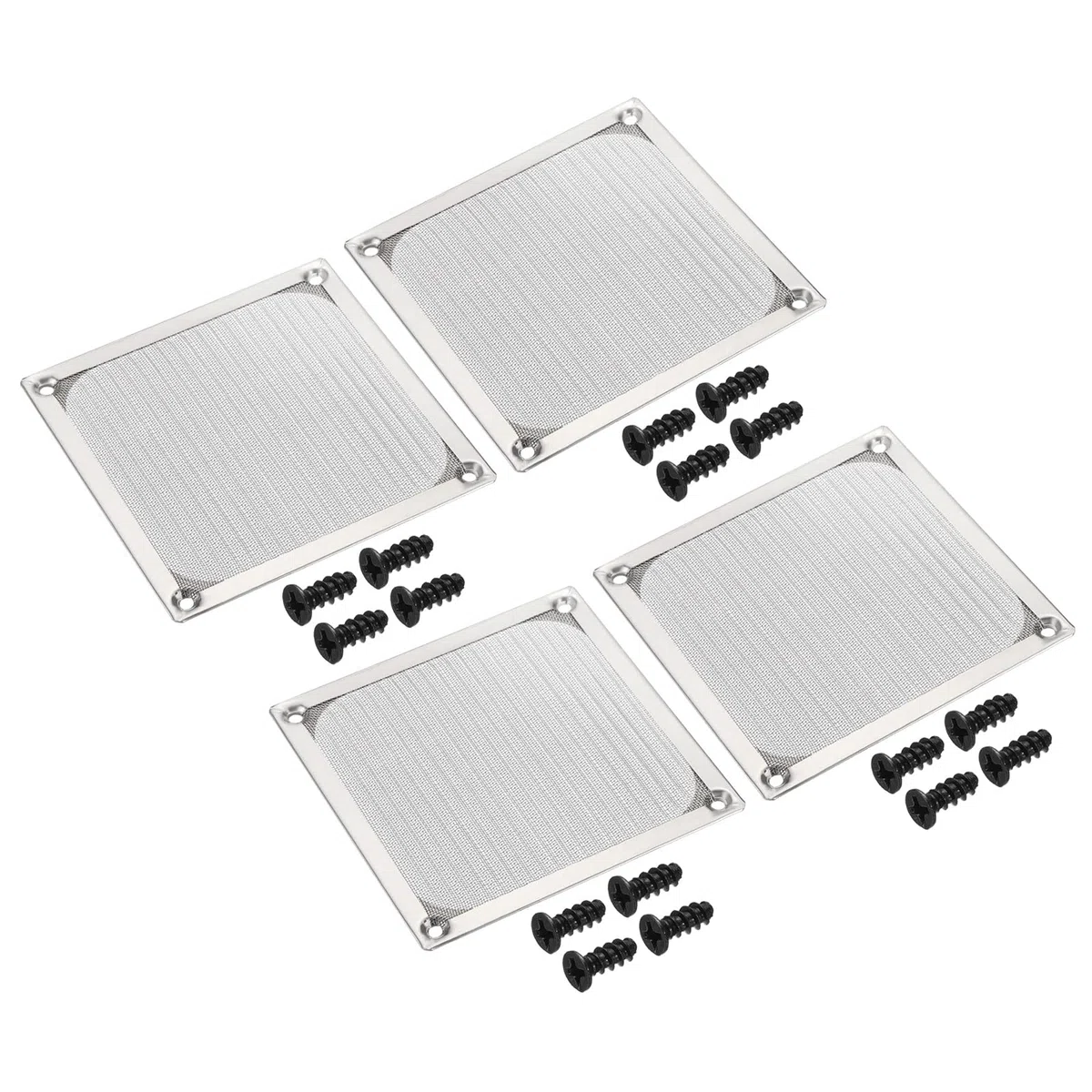 PATIKIL 120mm Ventola Filtro Griglie con Viti, 4pz Alluminio Telaio Inossidabile Acciaio Rete Antipolvere Copertura per Computer Custodia, Argento