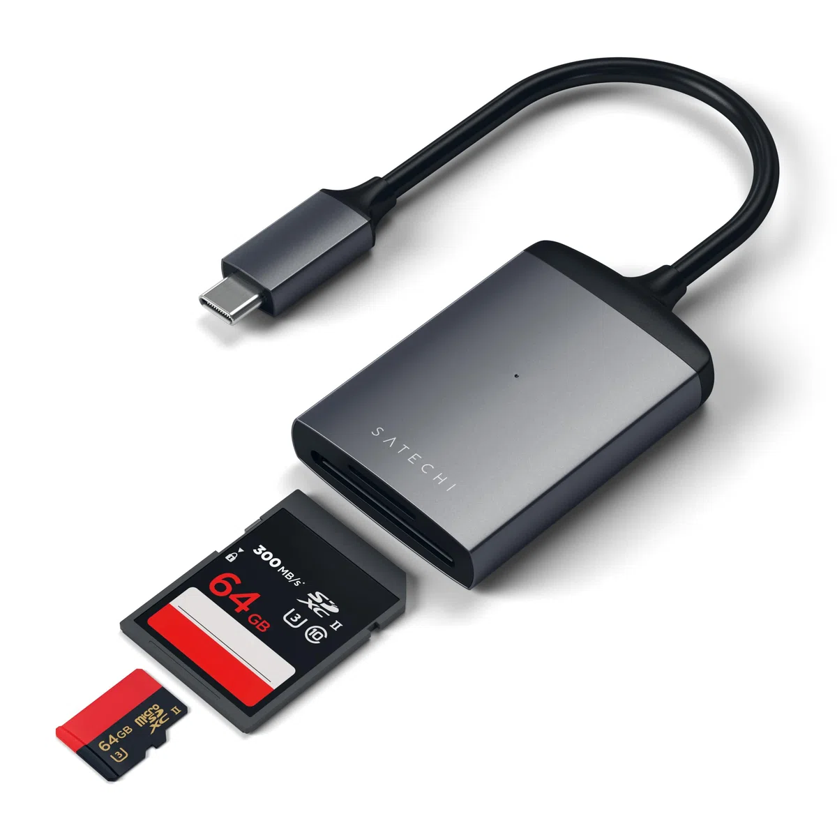 SATECHI Lettore di Schede Micro SD e SD UHS II in Alluminio USB C per MacBook Air e Pro, Laptop, PC, Tablet, iPad – Grigio Siderale