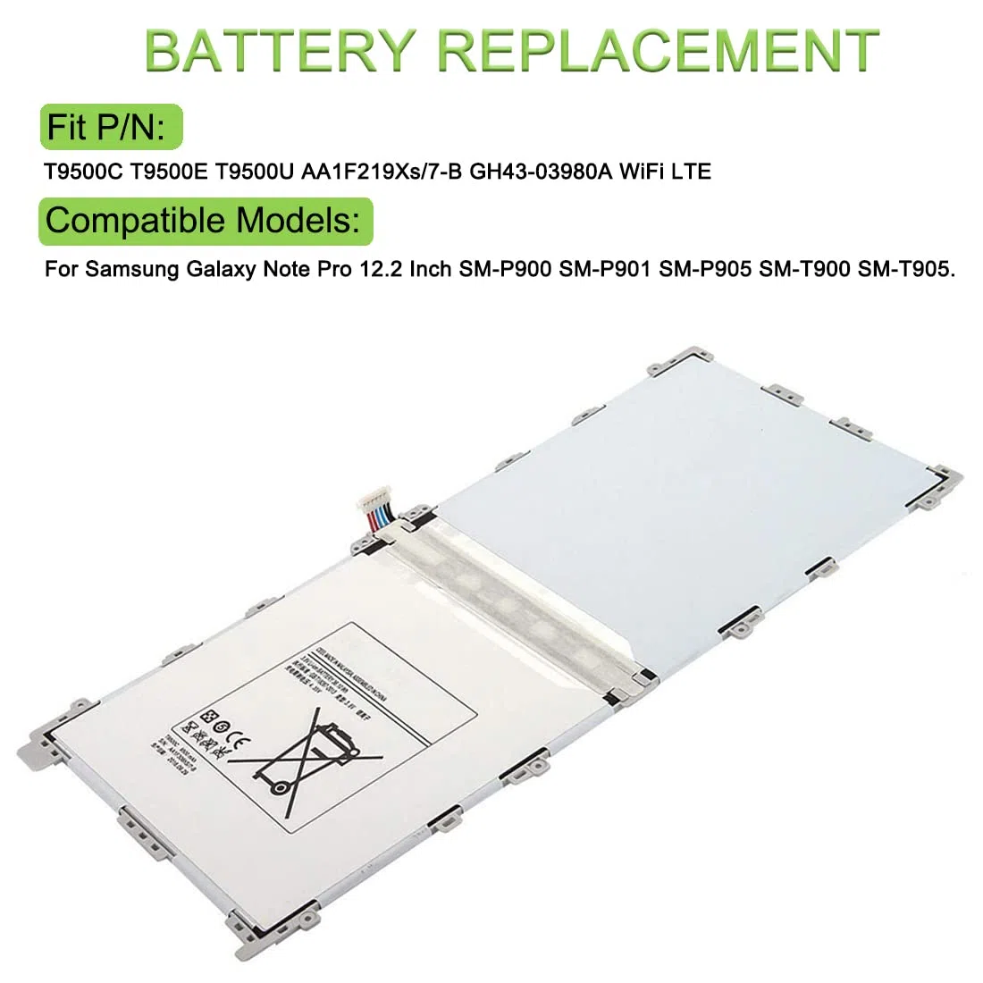 XITAIAN 3.8V 36.10Wh T9500C T9500E T9500U Batteria di Ricambio per Samsung Galaxy Note PRO 12.2" SM-P900 SM-P901 SM-P905 with Tools