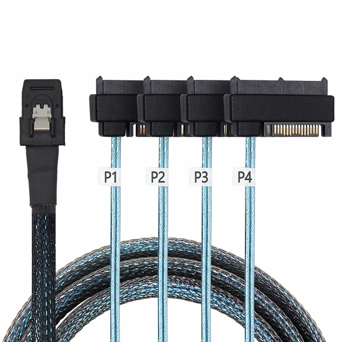 Xiwai Interno 36 Pin Mini SAS SFF-8087 Host a 4 SFF-8482 Target SAS Hard Disk e Cavo di alimentazione SATA 50cm
