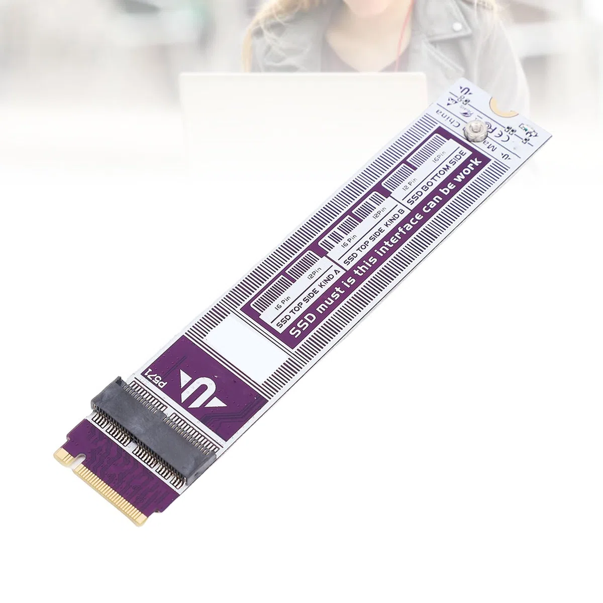 Zunate M.2 NVMe SSD Adattatore 12pin 16pin Convertitore NVMe SSD Reader per Mac Book Air Pro 2013 2017, con Cablaggio di Precisione, Trasferimento Dati Stabile