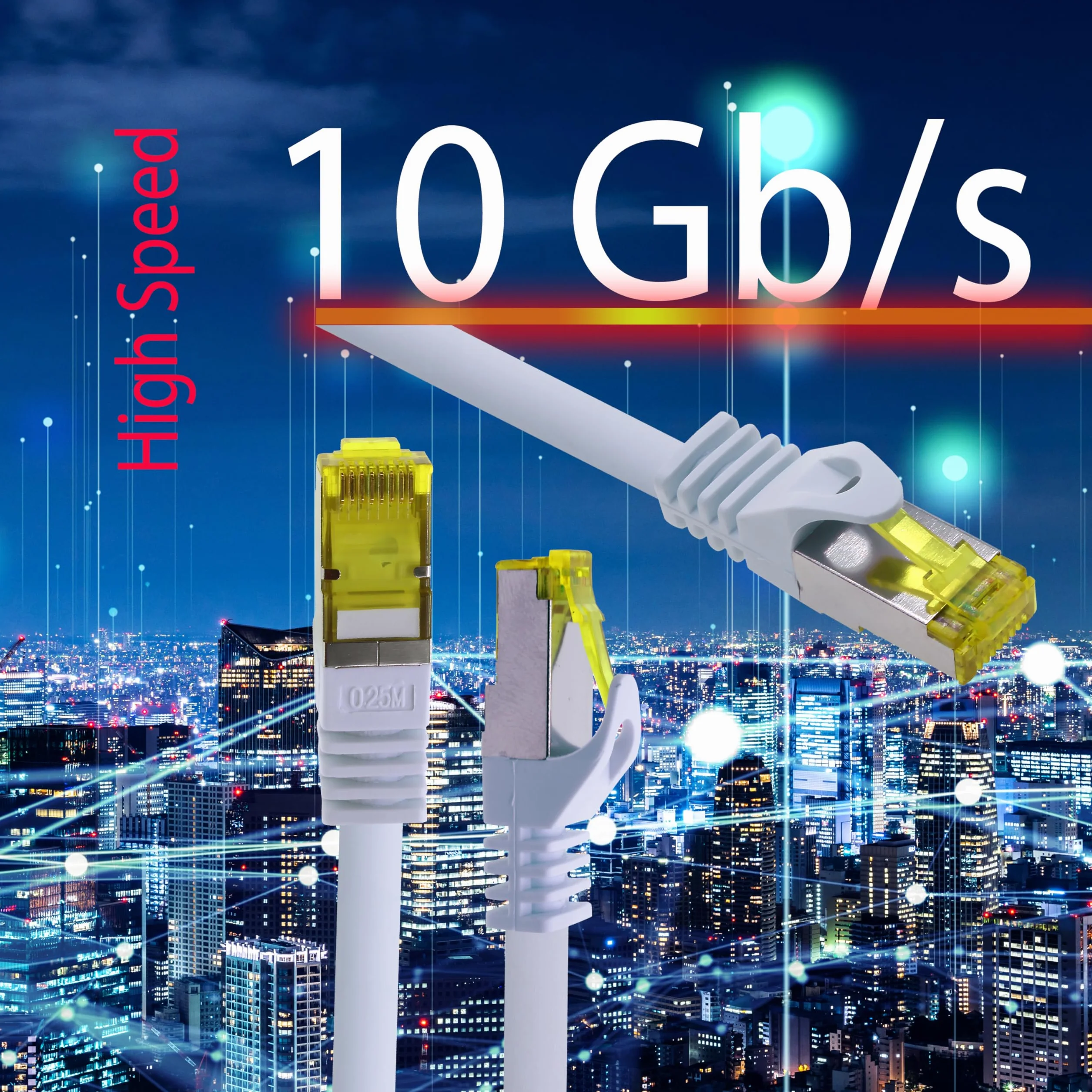 Cavo di rete CAT-7 Cat.7, 10 x 1,0 m, Ethernet, Lan & Patch RJ-45 SFTP 10 GB/s – bianco