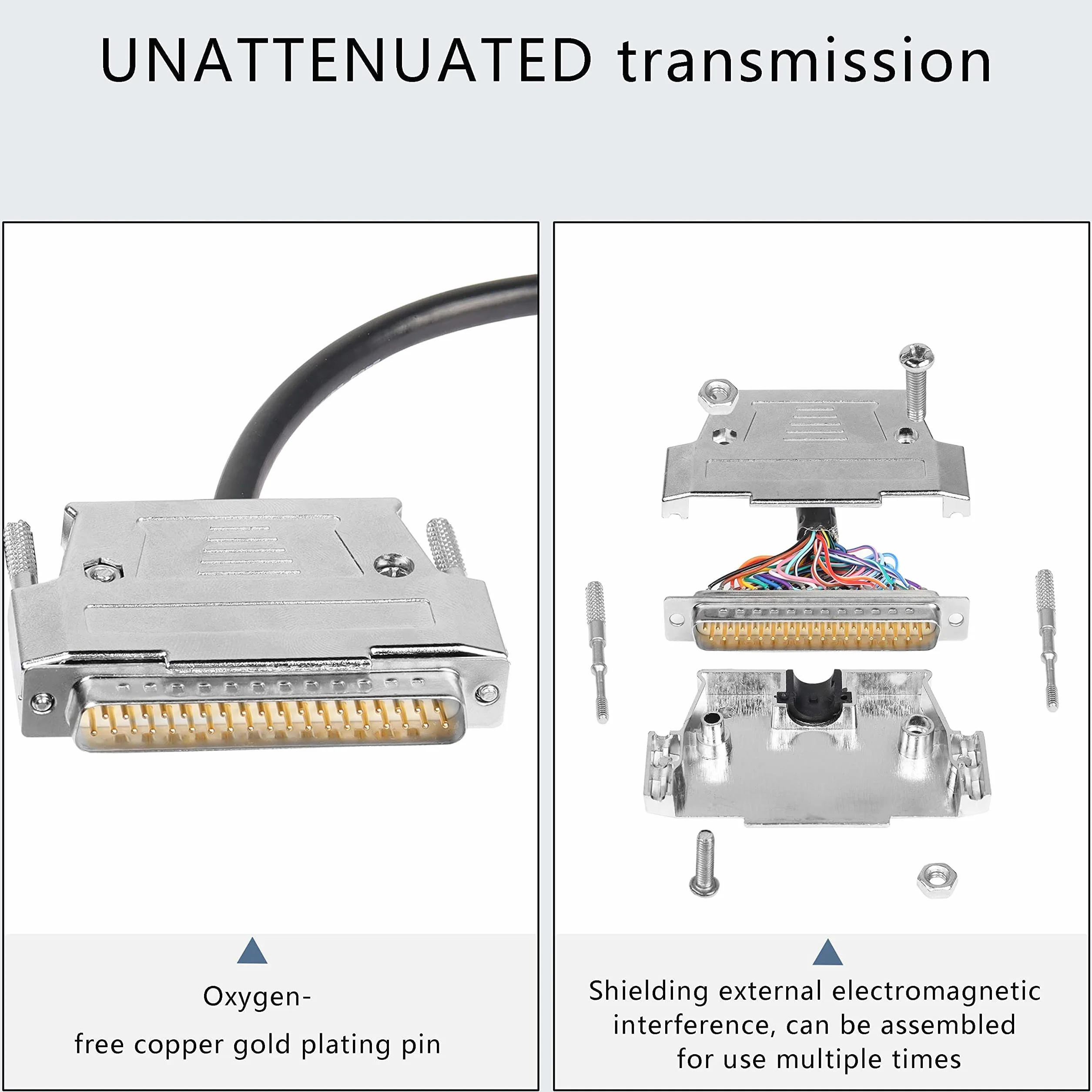 XMSJSIY DB37 Adattatore connettore cavo di estensione seriale 37 pin Salderless cavo di ricambio di rottura porta 37 pin con cavo nudo - 1M (DB37 maschio)