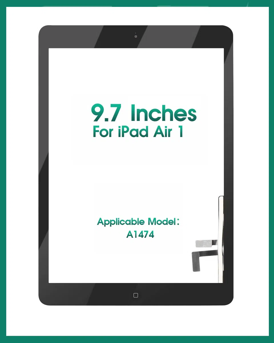 per iPad Air 1 1a Generazione Touch Screen Digitizer Vetro di Ricambio per iPad 5 A1474 A1475 A1476 Touch Display Panel Kit Parti di Riparazione(Non LCD, con Pulsante Home) (Nero)