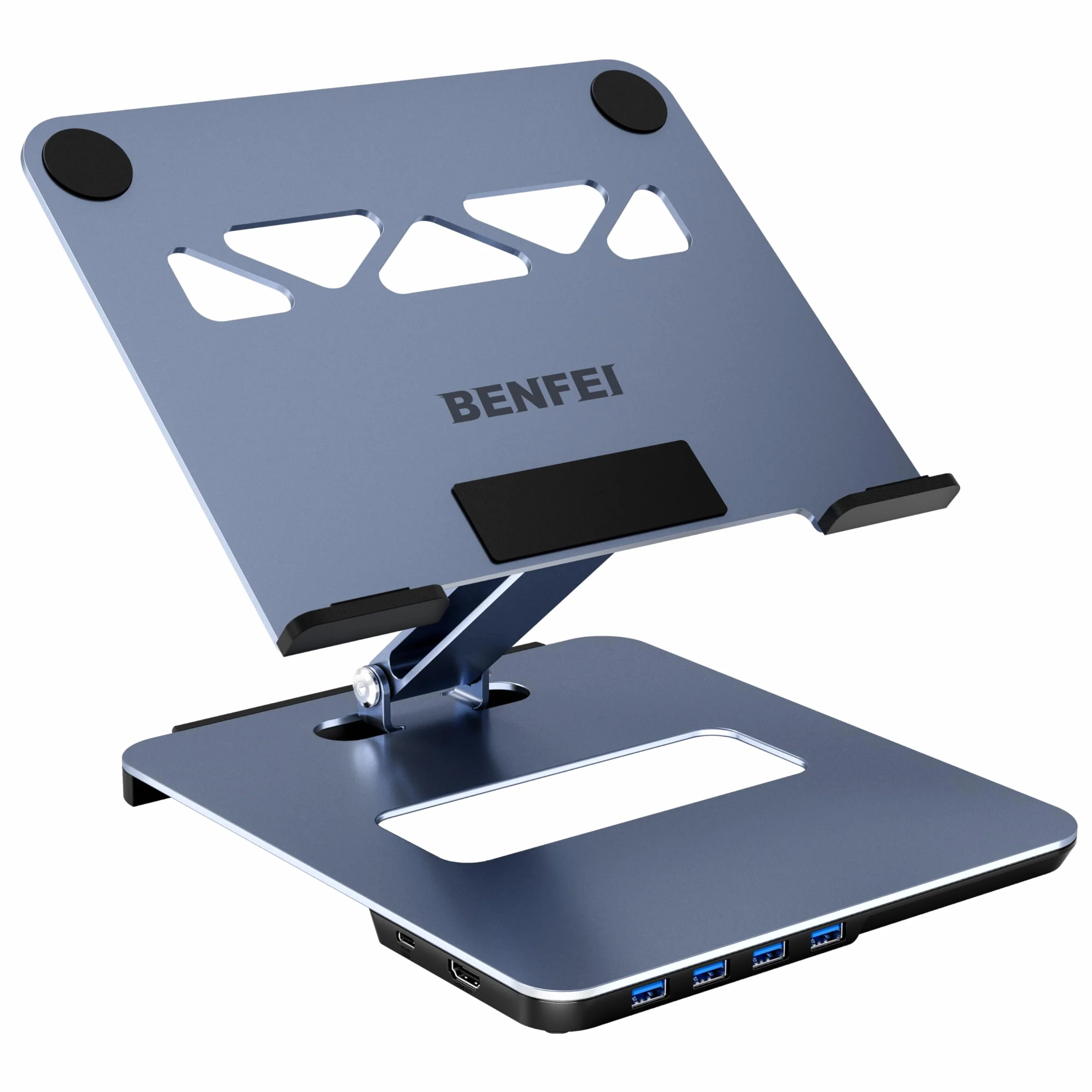 BENFEI Supporto per laptop in alluminio con docking station USB C 6 in 1, HDMI 4K a 60 Hz, 4*USB3.0, 100 PD compatibile con MacBook Pro/Air iPad Pro XPS Thinkpad