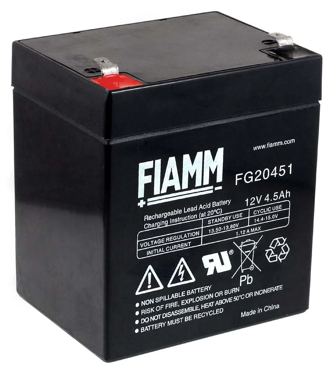 FIAMM Batteria al piombo FG20451 12 V 4,5 AH in tessuto non tessuto batteria al piombo UPS FG 20451 Gel Batterie AGM FASTON 4,8 mm