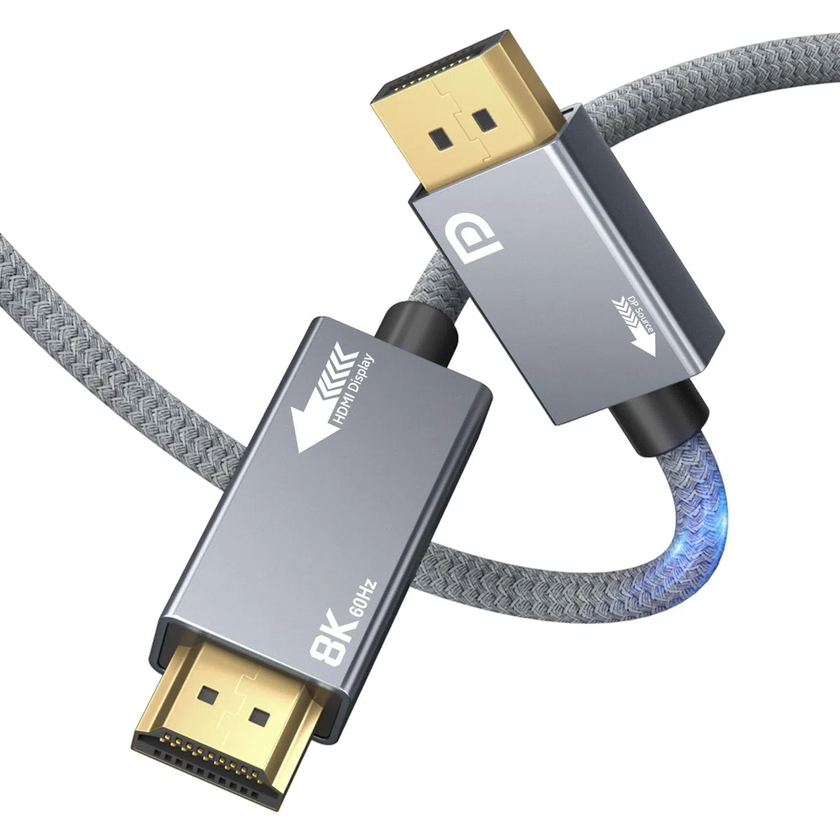 Cavo DisplayPort 1.4 a HDMI 2.1 8K, cavo adattatore DisplayPort a HDMI 2M, con 8K@60Hz 4K@120Hz 144Hz 2K@240Hz, HDR, Dolby, HDCP 2.3, DSC 1.2 per TV, proiettore, monitor, AMD NVIDIA Graphics (3M)