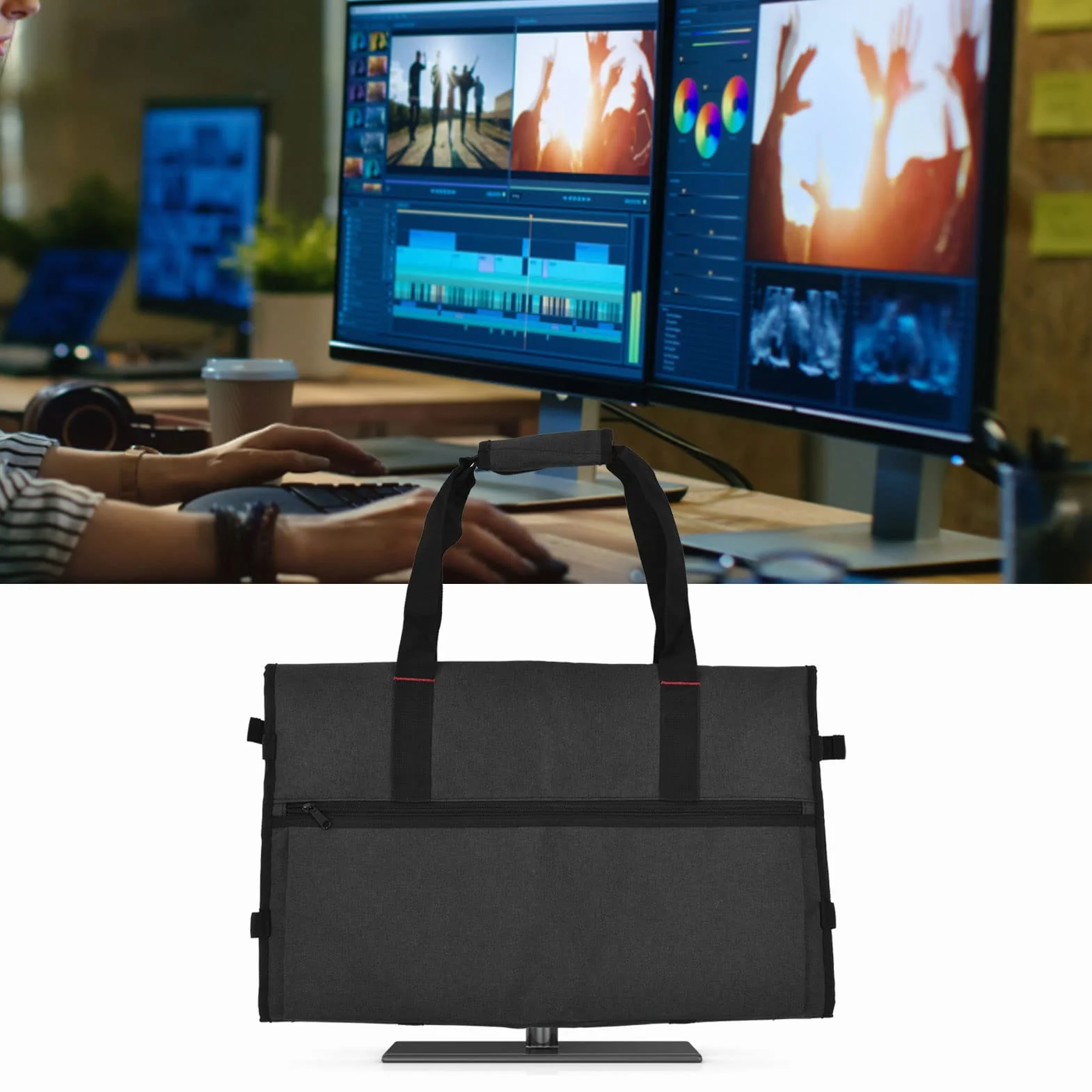 Fyearfly Borsa Protezione Monitor, Custodia da Viaggio Imbottita per Monitor, Borsa da trasporto per monitor di computer di casa Custodia protettiva portatile per schermi e monitor LCD da 24 pollici