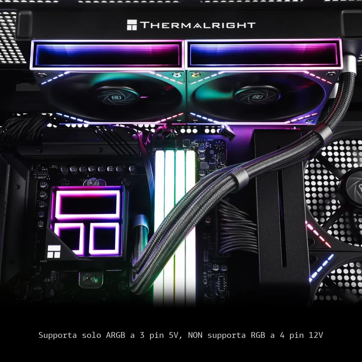Thermalright Frozen Infinity 240 Black Dissipatore ad acqua per CPU, Raffreddatore CPU AIO 240, Doppie ventole PWM TL-M12, Dissipatore CPU a specchio infinito, per AM4/AM5, Intel LGA1851/1700/115x
