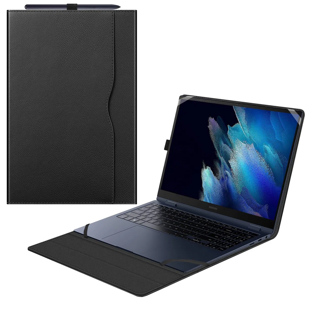 FINTIE Custodia per 15.6 Pollici Samsung Galaxy Book 5 360,Galaxy Book 4/Book4 Edge, Portfolio Business Cover con Tasca, Nero