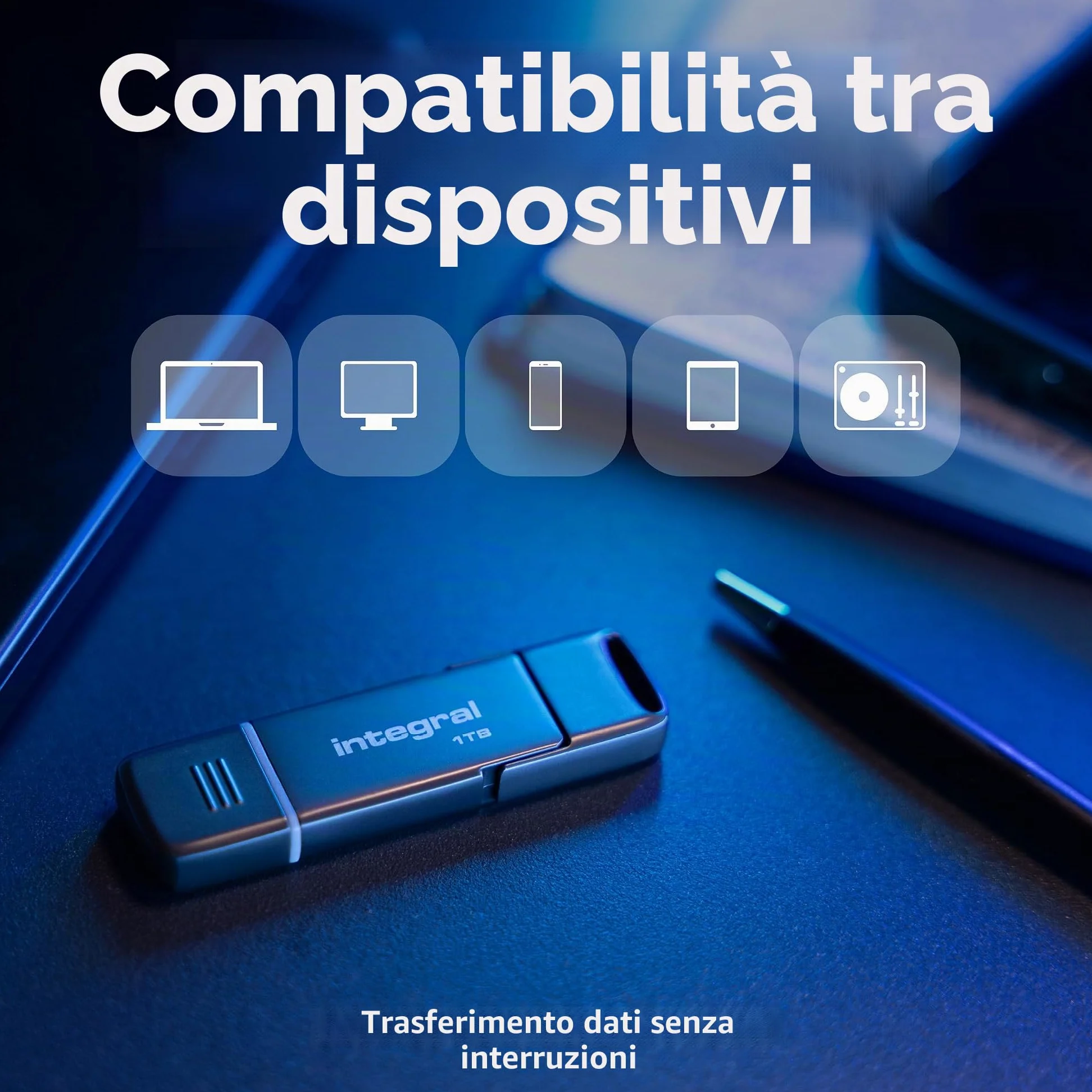 Integral USSD SlimXpress - Chiavetta USB 3.2 Gen 2x1 da 512 GB, doppia porta Type-C e Type-A, SSD portatile, lettura fino a 550 MB/s e scrittura fino a 500 MB/s. Design sottile e resistente in metallo