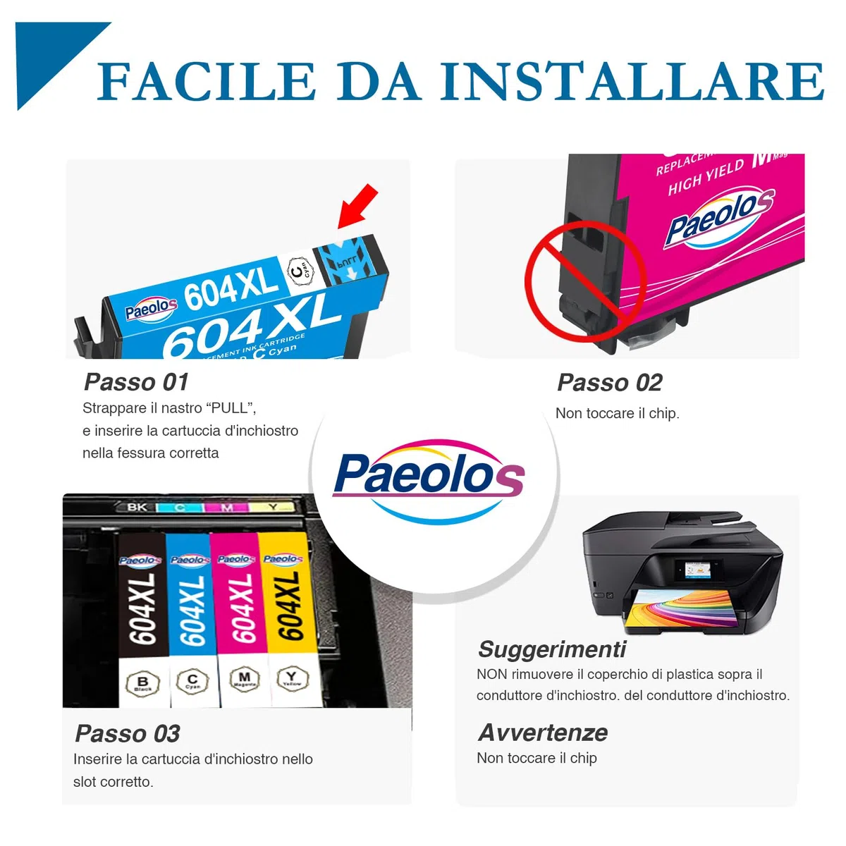 paeolos Ricambio per 604XL Cartucce Cartuccia Compatibili per Epson Expression Home XP-2200 XP-2205 XP-3200 XP-3205 XP-4200 XP-4205 Workforce WF-2910 WF-2930 WF-2950 (15 Pezzi)