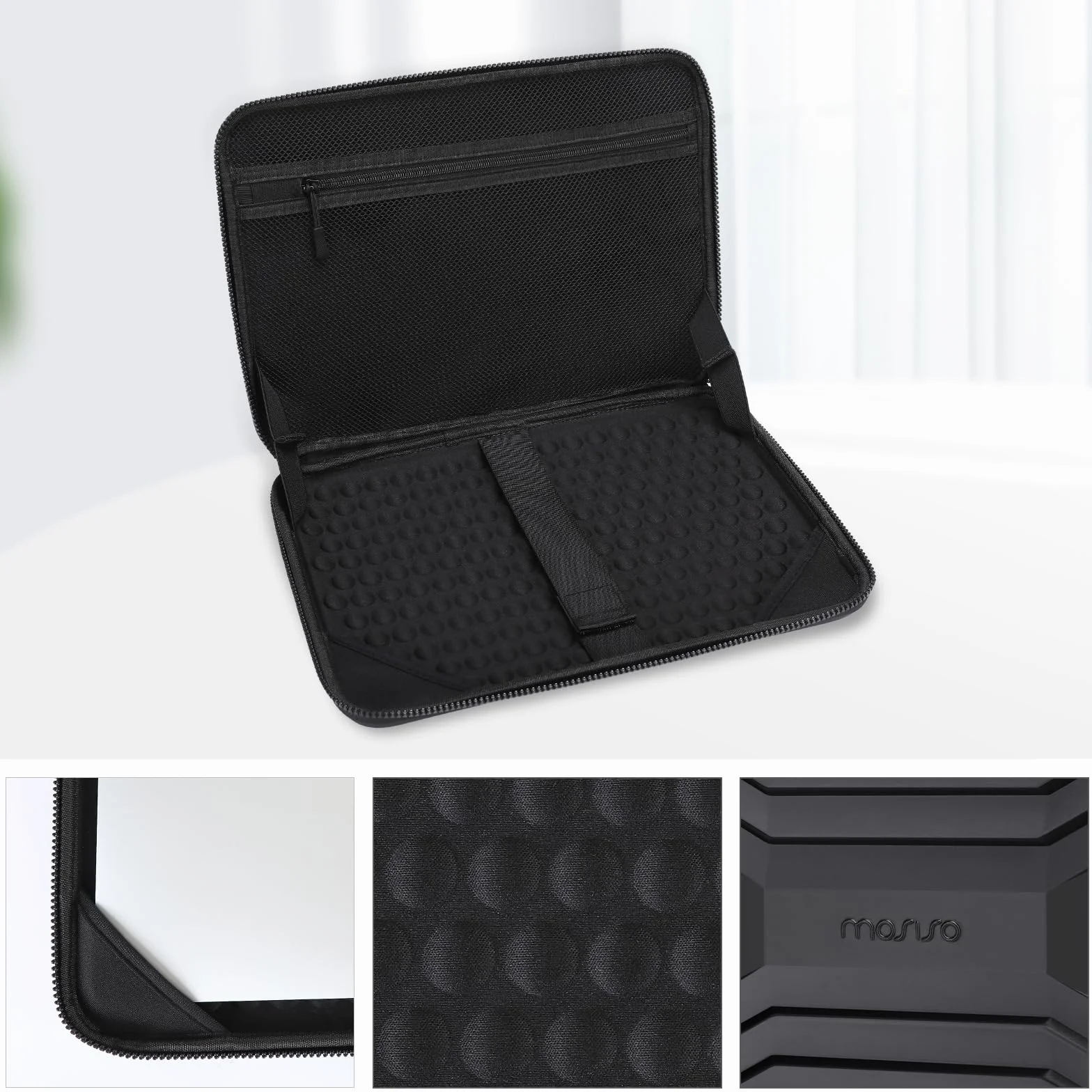 MOSISO 15-16 Pollici Custodia Rigida Laptop, 15,6 Pollici Impermeabile Borsa Computer Compatibile con MacBook HP Dell, Custodia Rigida PC EVA Trapezoidale Simmetrica con Maniglia, Nero