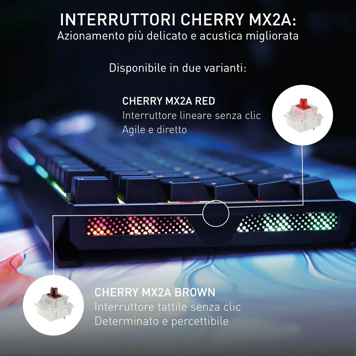 CHERRY XTRFY MX 3.1, Tastiera da gaming meccanica, Layout per il Regno Unito (QWERTY), Illuminazione RGB, Alloggiamento in alluminio, USB-A, Interruttori MX2A BROWN, colore nero