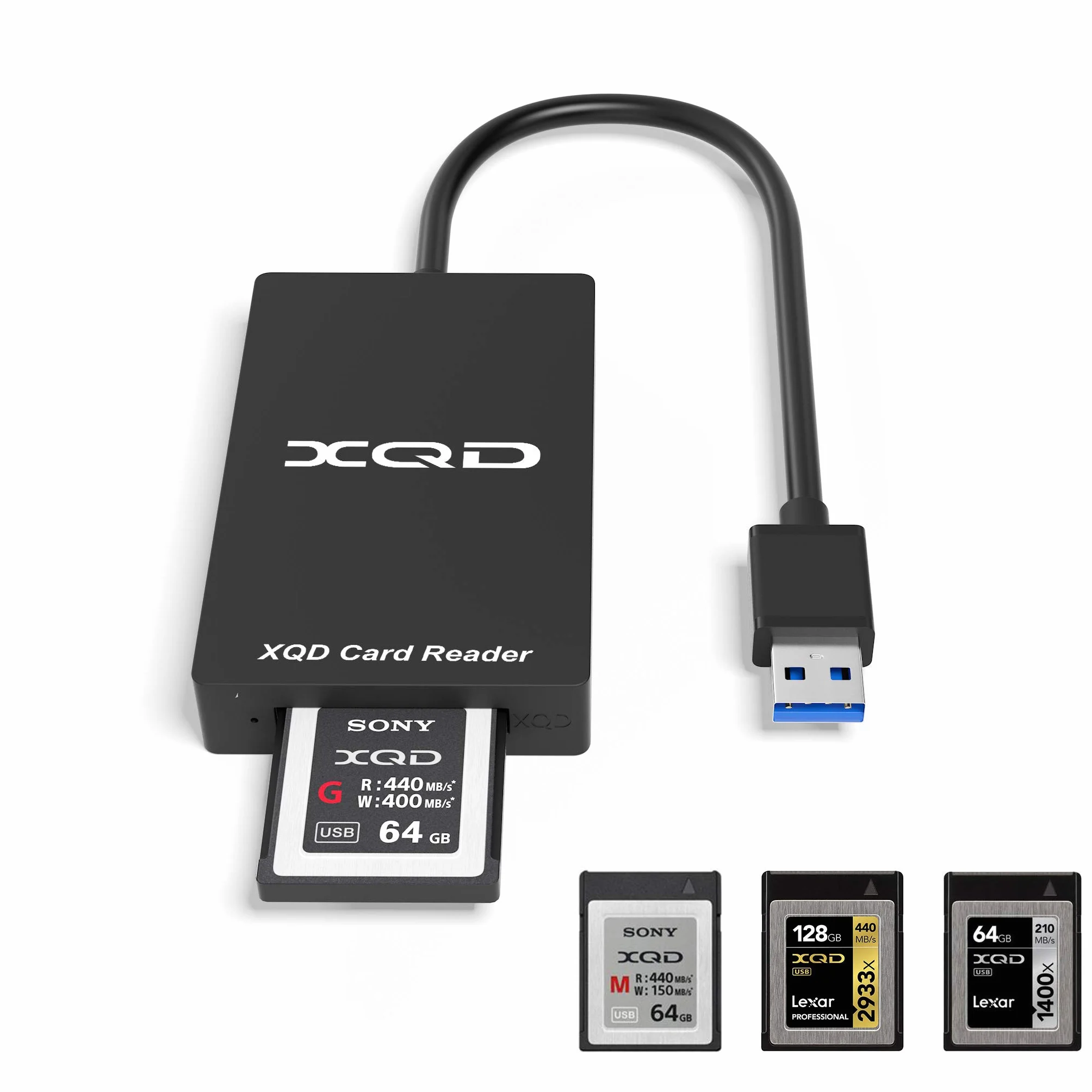 CATECK Schede XQD serie M e G, lettore di schede per dispositivi USB 3.0 5 GB/s, compatibile con Mac OS e Windows