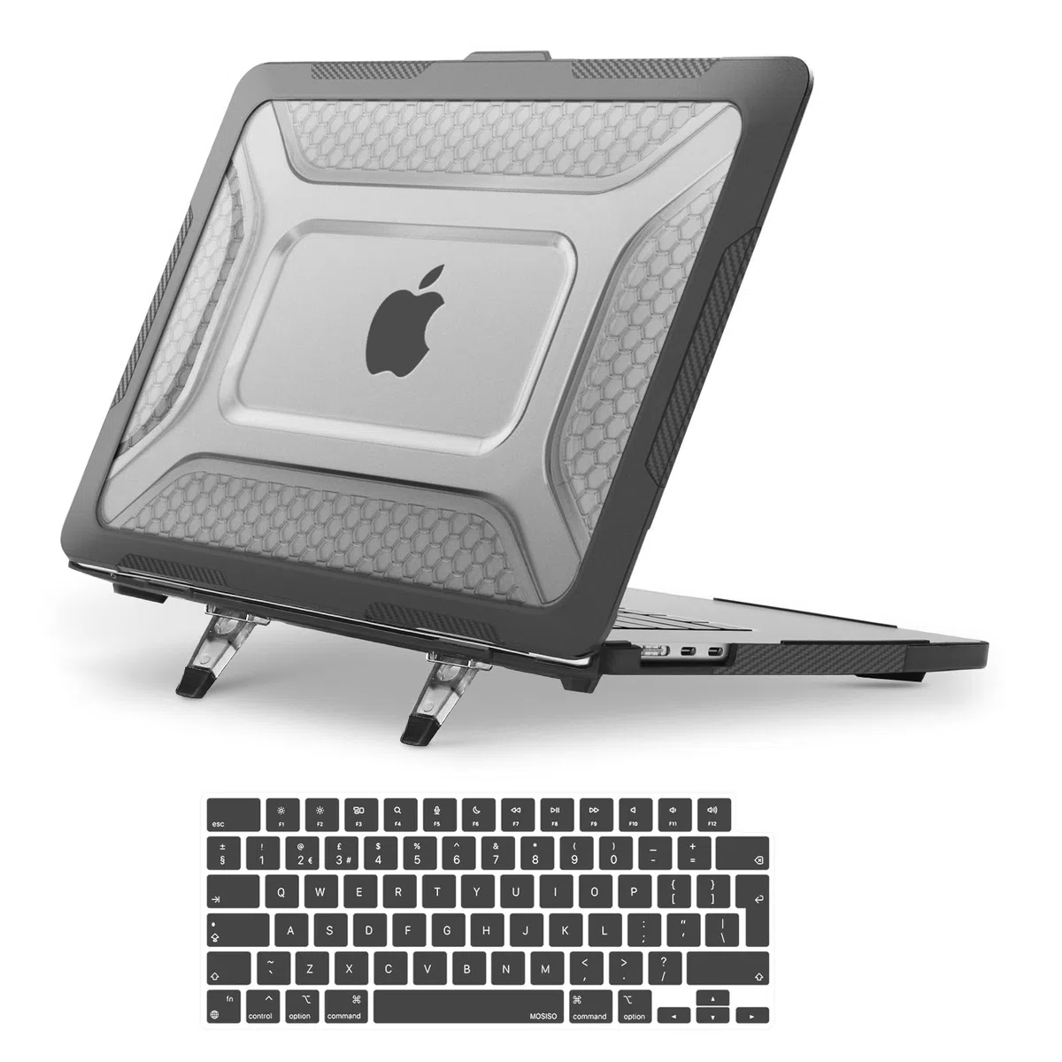 MOSISO Cover Compatibile con MacBook Air 15 Custodia M5 M4 M3 M2 2026-2023 A3448 A3241 A3114 A2941, Cover per Macbook Air 15 Pollici M5 M4 M3 M2 Favo Servizio Pesante TPU&Copritastiera, Nero
