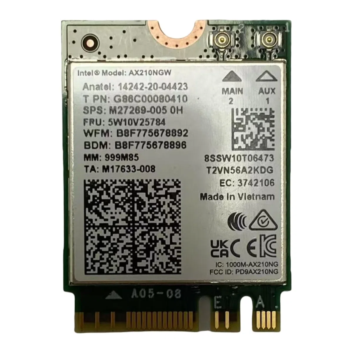 per Intel AX210 NGW Bluetooth 5.3 WiFi 6E Scheda Wireless Tri-Band 5400Mbps Adattatore di rete Laptop Supporto Windows 10/11 (64bit) M.2/NGFF