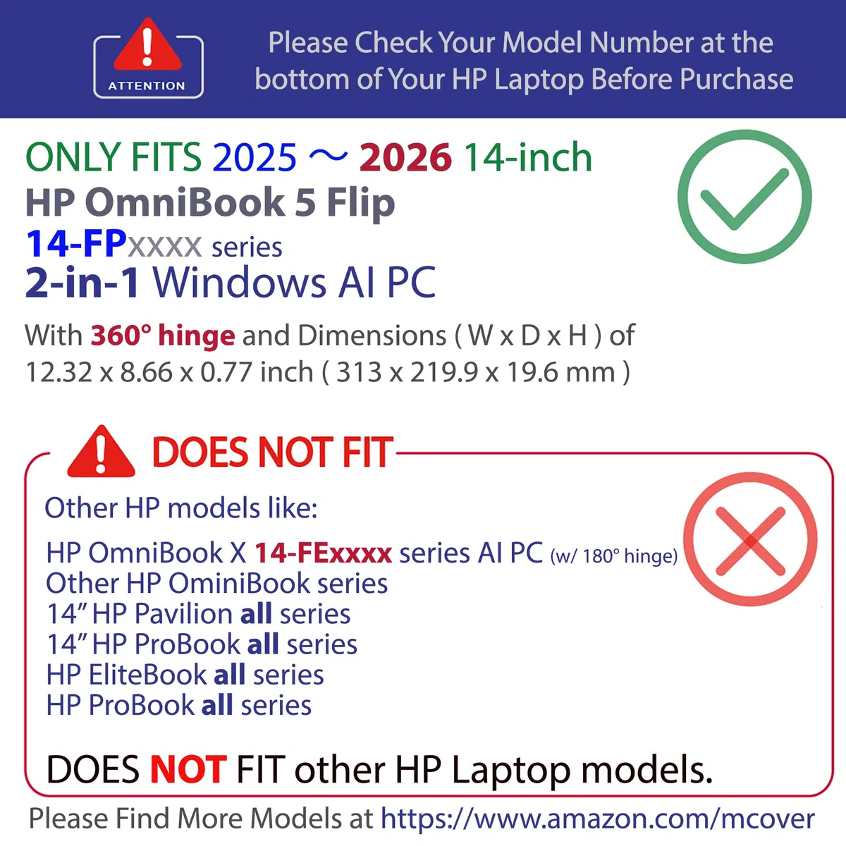 mCover Custodia compatibile solo per computer portatili Windows 2-in-1 2025-2026 da 14 pollici HP OmniBook 5 Flip 14-FPxxxx 2-in-1 (non compatibile con altri modelli HP), arancione