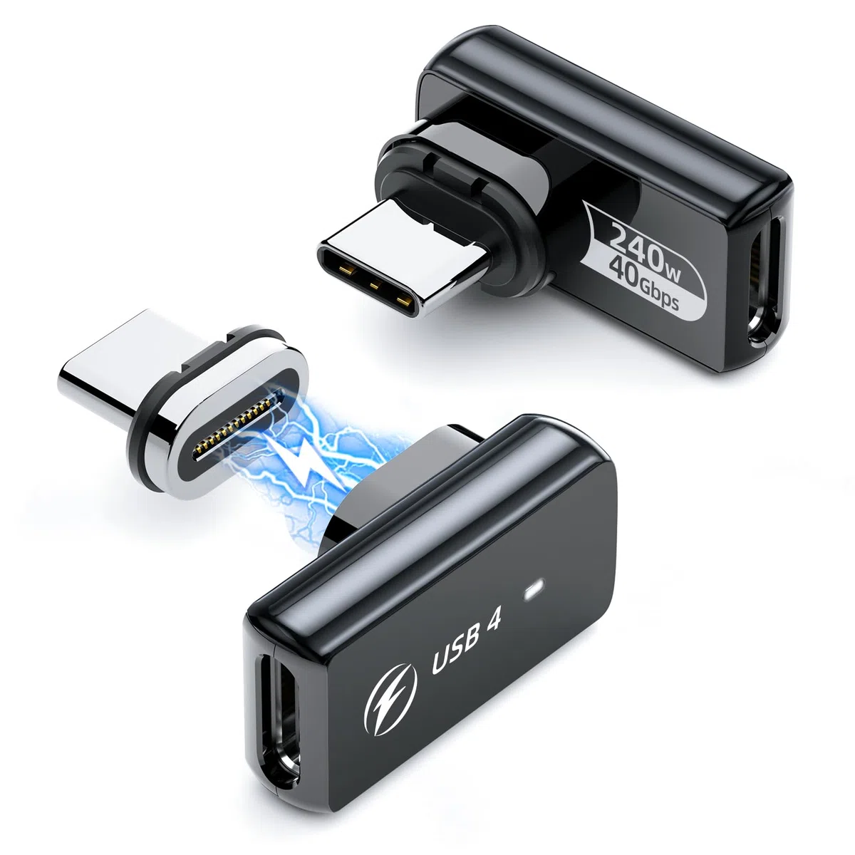 Adattatore magnetico USB C da 240 W, confezione da 2, adattatore magnetico USB C da 24 pin,supporto diretto per trasferimento dati a 40 Gbps, uscita video 8K 60 Hz per MacBook Thunderbolt 4, iPhone 15