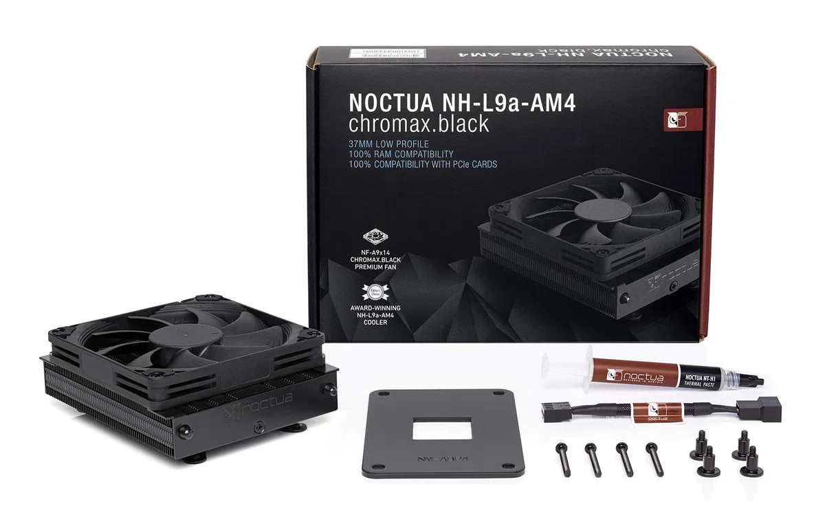 Noctua NH-L9a-AM4 chromax.black, Dissipatore a Basso Profilo per CPU (92 mm, Nero)