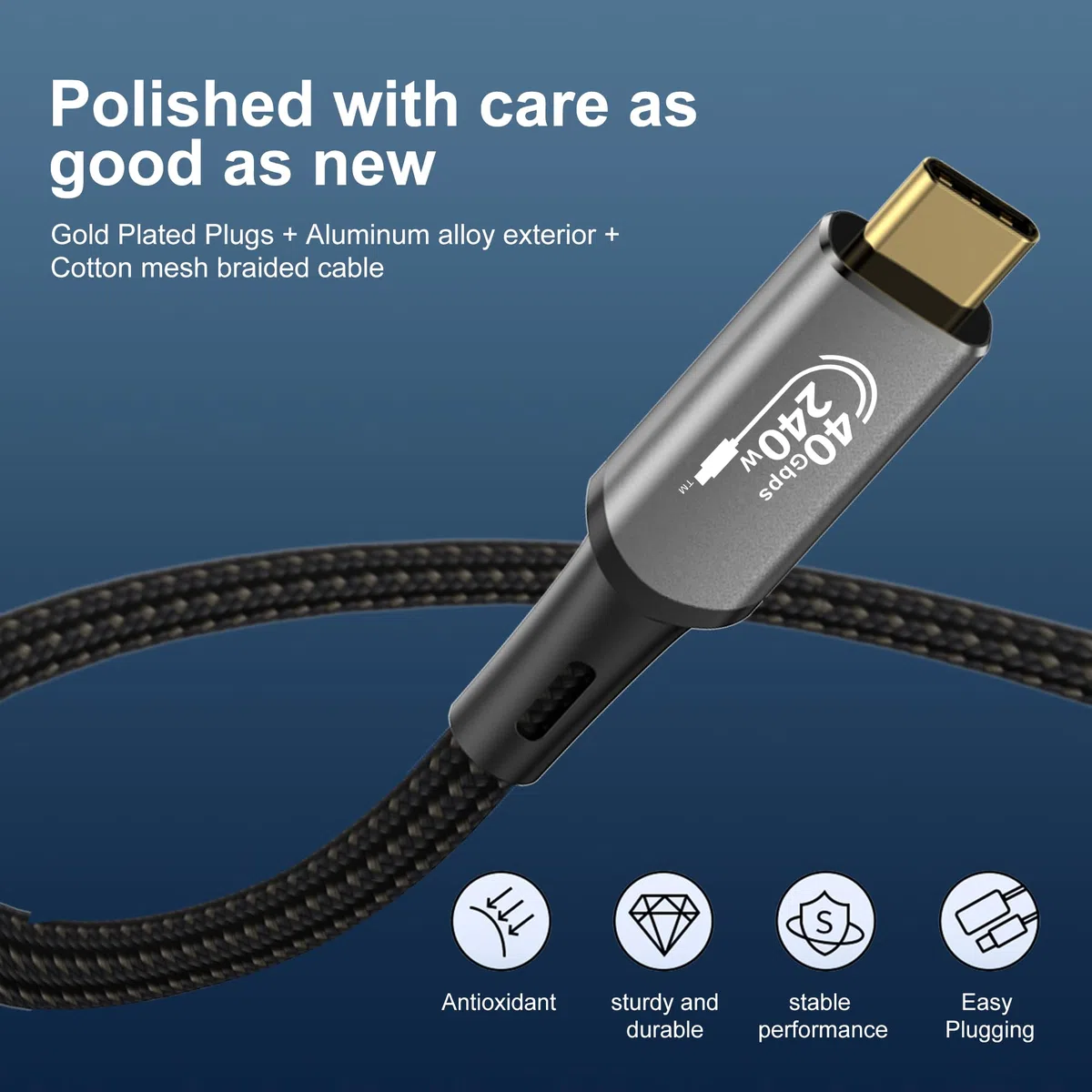 Cavo USB 4, con cavo Thunderbolt 4, cavo di ricarica da 240 W, cavo dati da 40 Gbps, 8 K a 60 Hz, 4 K120 Hz, HDR, PD3.1, USB C a USB C, per hub, dock MacBook, M1 M2, M3, Mac Studio SSD, laptop