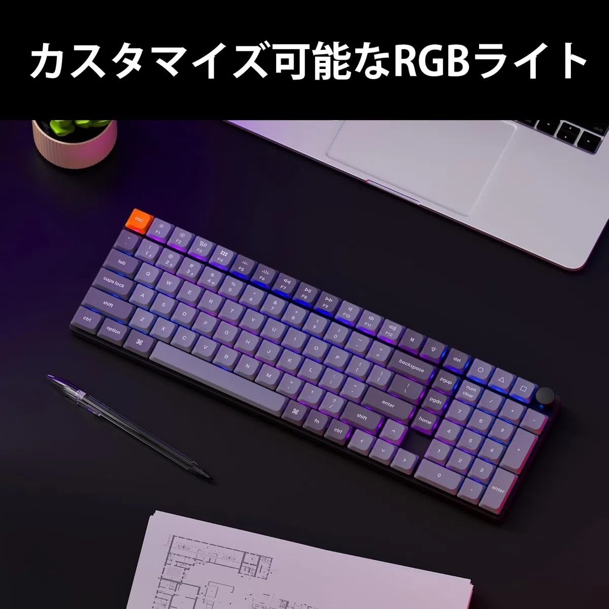 Keychron K17 MAX Tastiera meccanica wireless, 2,4 GHz/Bluetooth/USB-C, RGB, Hot-swap, QMK/VIA, Macro programmabili, PBT Keycaps, Per Mac Windows, Gateron Red Switch