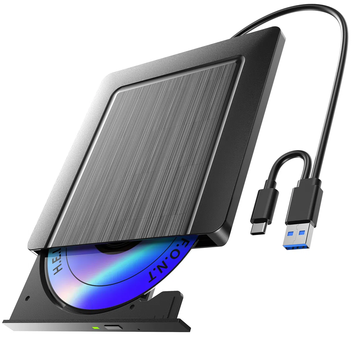 Lettore DVD CD Esterno per PC Portatile, Supersottile Masterizzatore CD/DVD +/-RW Drive CD ROM Unità DVD Esterne per Windows 11/10/8.1/7/XP/Vista/Linux/MacOS/Linux/Laptop/Desktop