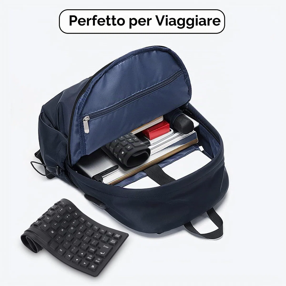 Agatige Tastiera in Silicone Impermeabile, 85 Tasti USB Cablata Tastiera Flessibile Portatile in Silicone Morbida e Silenziosa Tastiera Rollup per PC Laptop Notebook e Viaggio (Nero)