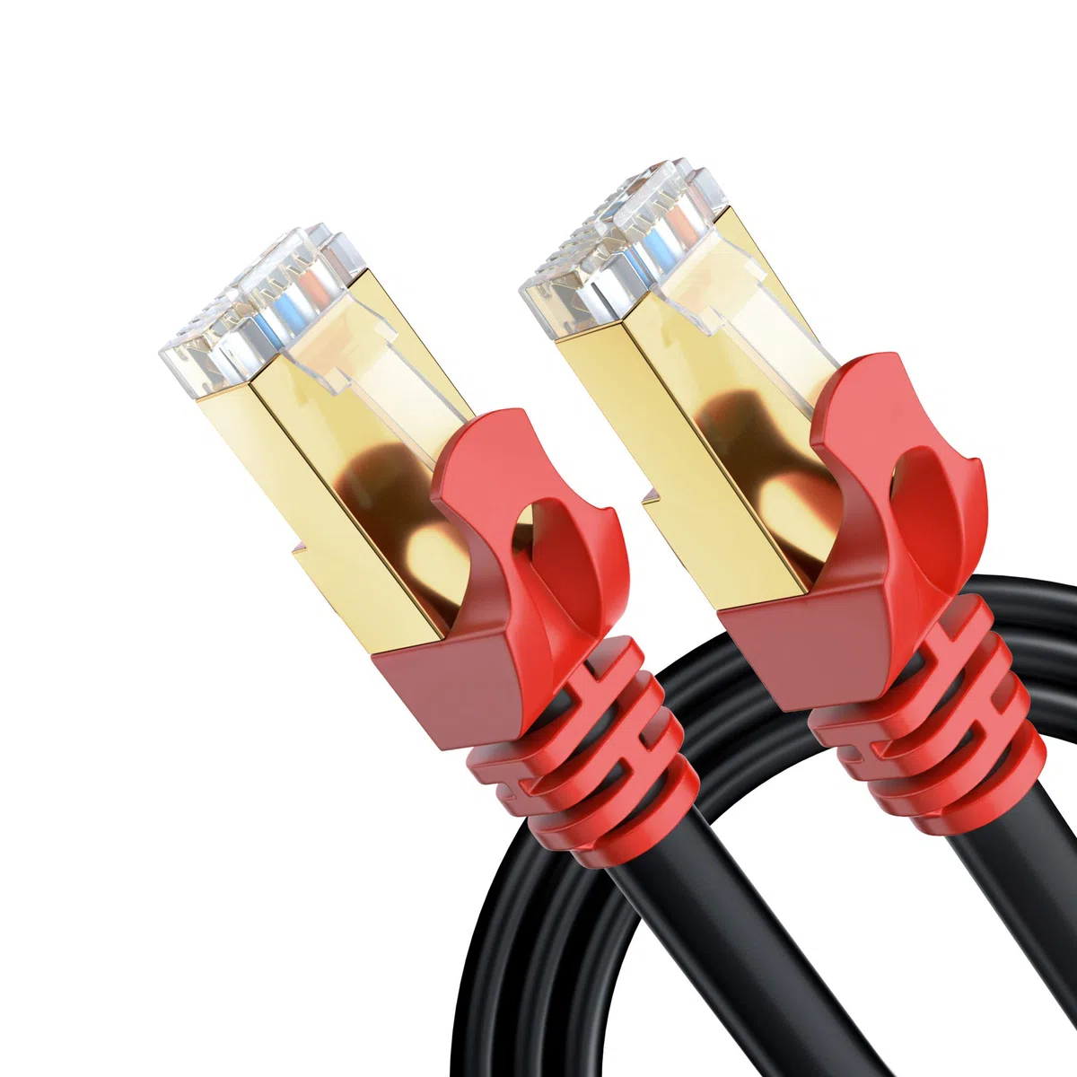 MutecPower 15m Cavo CAT 7 Esterno da impermeabile per uso interramento diretto Cavo di rete Ethernet RJ45 esterna - SSTP - 600 Mhz - Nero 15 metri con fascette e clip
