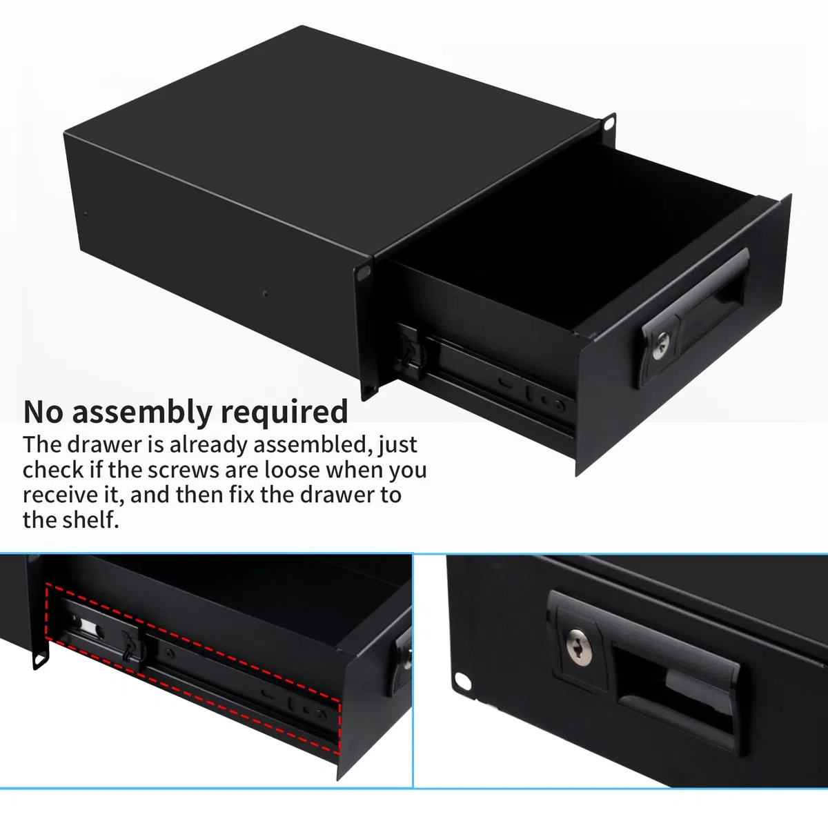 GeeekPi Cassetto per montaggio su rack 2U, con serratura, da 25,4 cm, per armadi server DeskPi RackMate T2