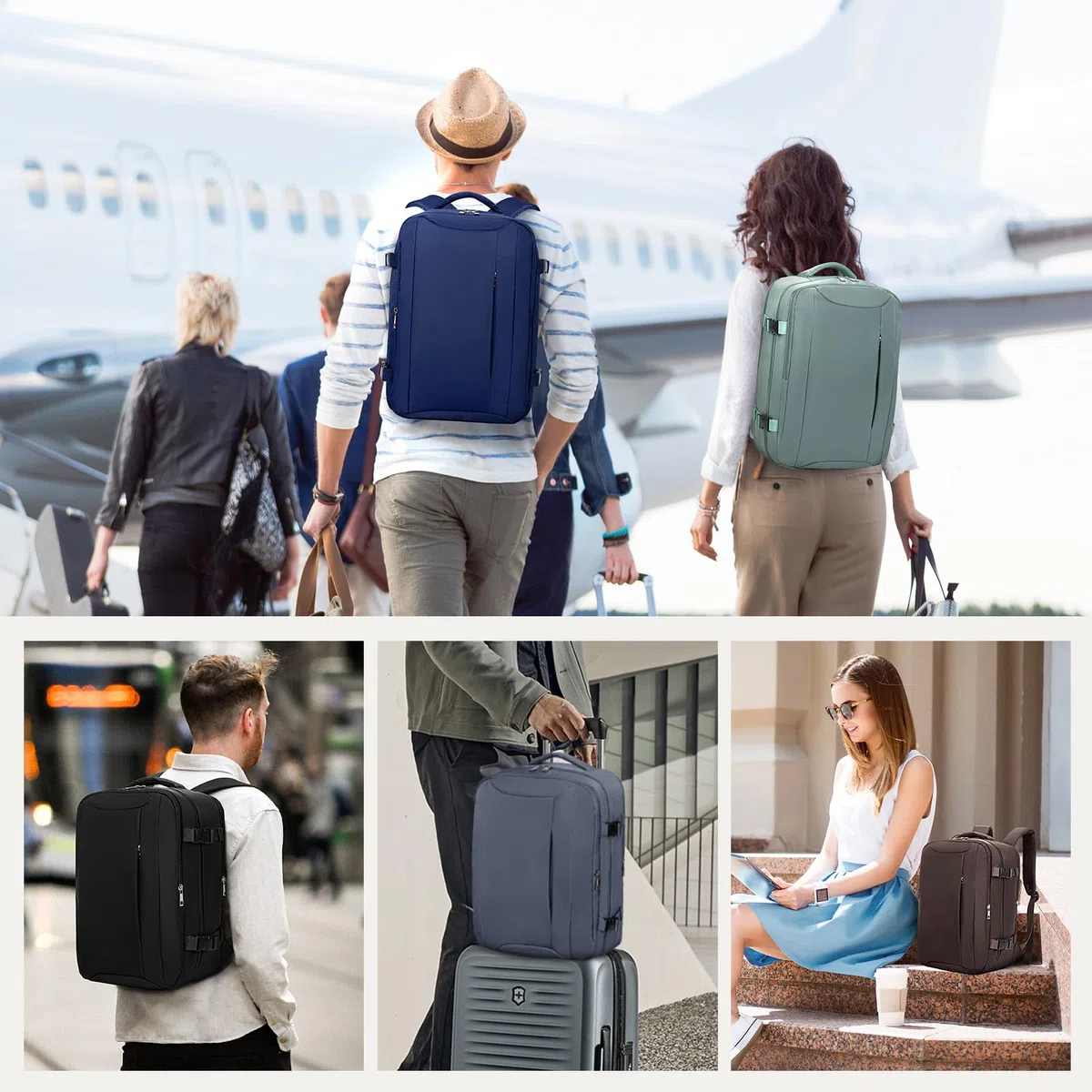 Xkdoai Zaino 45x36x20 per Easyjet Zaino da Viaggio Aereo Bagaglio a Mano Borse da Cabina Aereo Approvato per il volo Rucksack Valigia Zaini