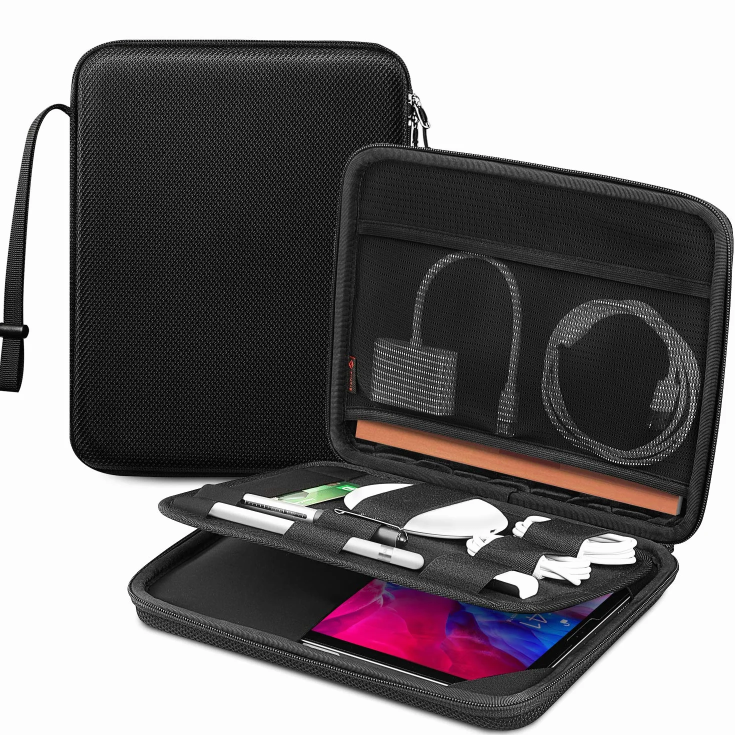 FINPAC Portfolio Borsa per 11" iPad Pro M5/M4 & iPad Air M4 M3 M2 2026-2024, 11" iPad 11 A16 2025, 10,9" iPad Air 5/iPad 10, Tablet Idrorepellente Rigida Custodia con Organizer Supporto per Accessori