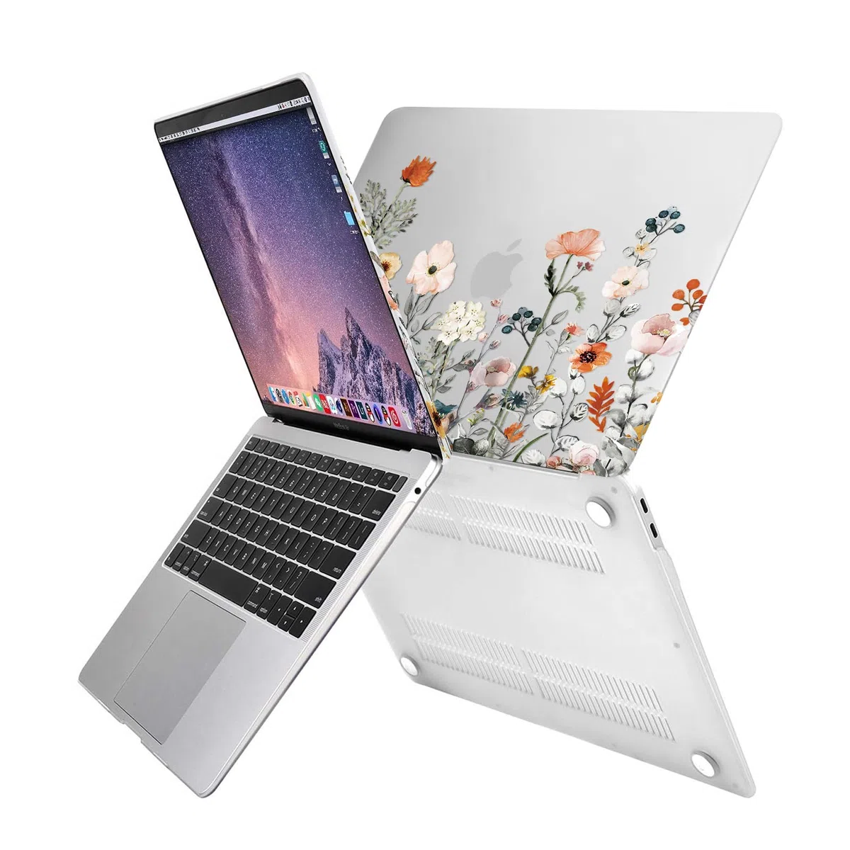 MOSISO Case Compatibile con MacBook Air 13 2022 2021 2020 2019 2018 A2337 M1 A2179 A1932 Retina,Plastica Giardino Fiori Modello Custodia Rigida & Cover per Tastiera & Proteggi Schermo,Trasparente