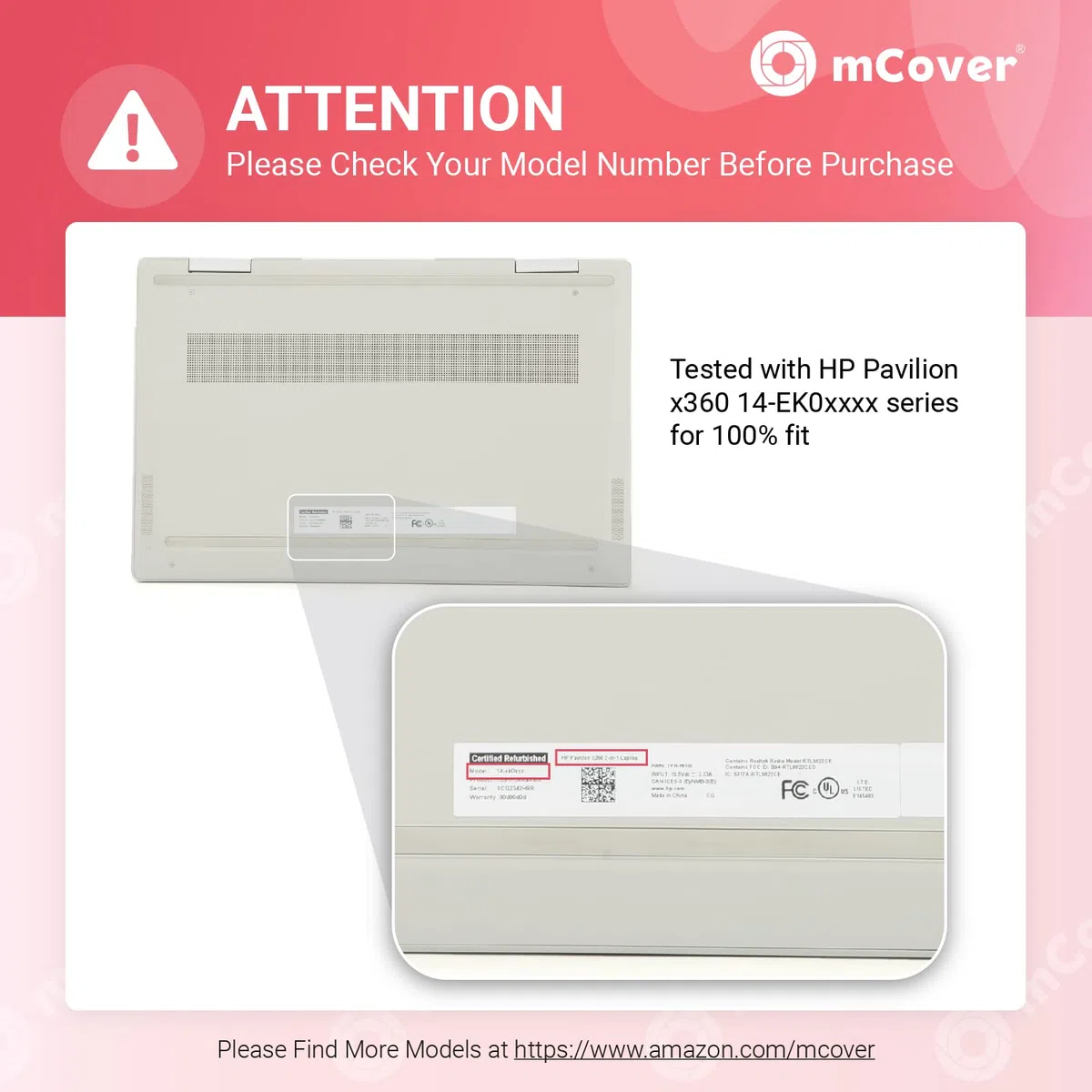 mCover - Custodia rigida compatibile con HP Pavilion X360 14-EKxxxx serie 2-in-1 convertibile per laptop e PC, trasparente