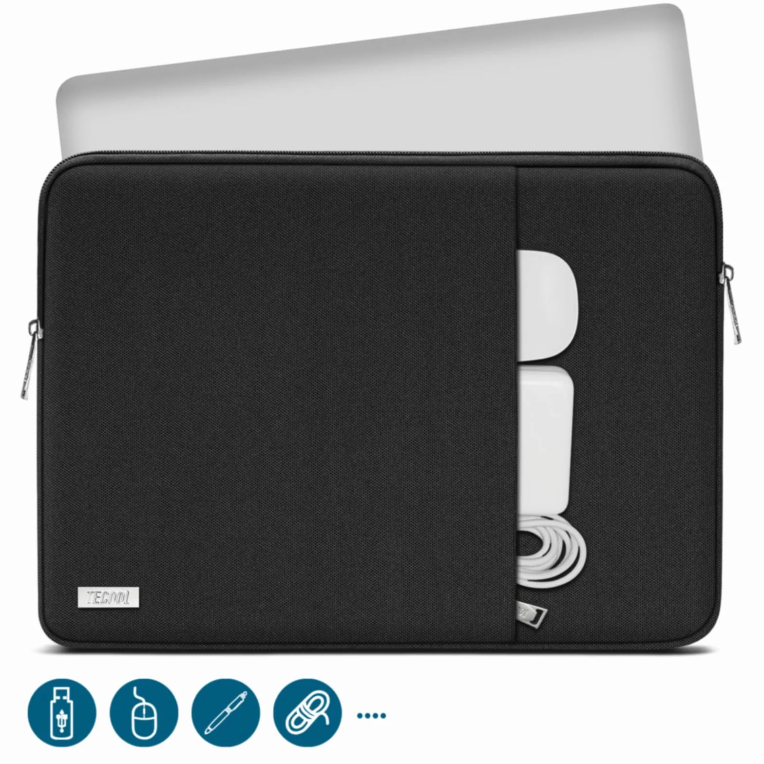TECOOL Custodia pc 14 Pollici per Laptop, Notebook Porta Computer per 14" HP Pavilion Elitebook Lenovo Thinkpad Ideapad dell Acer ASUS Chromebook, MacBook Air 15 M4 M3 2025-2023 Borsa Portatile, Nero