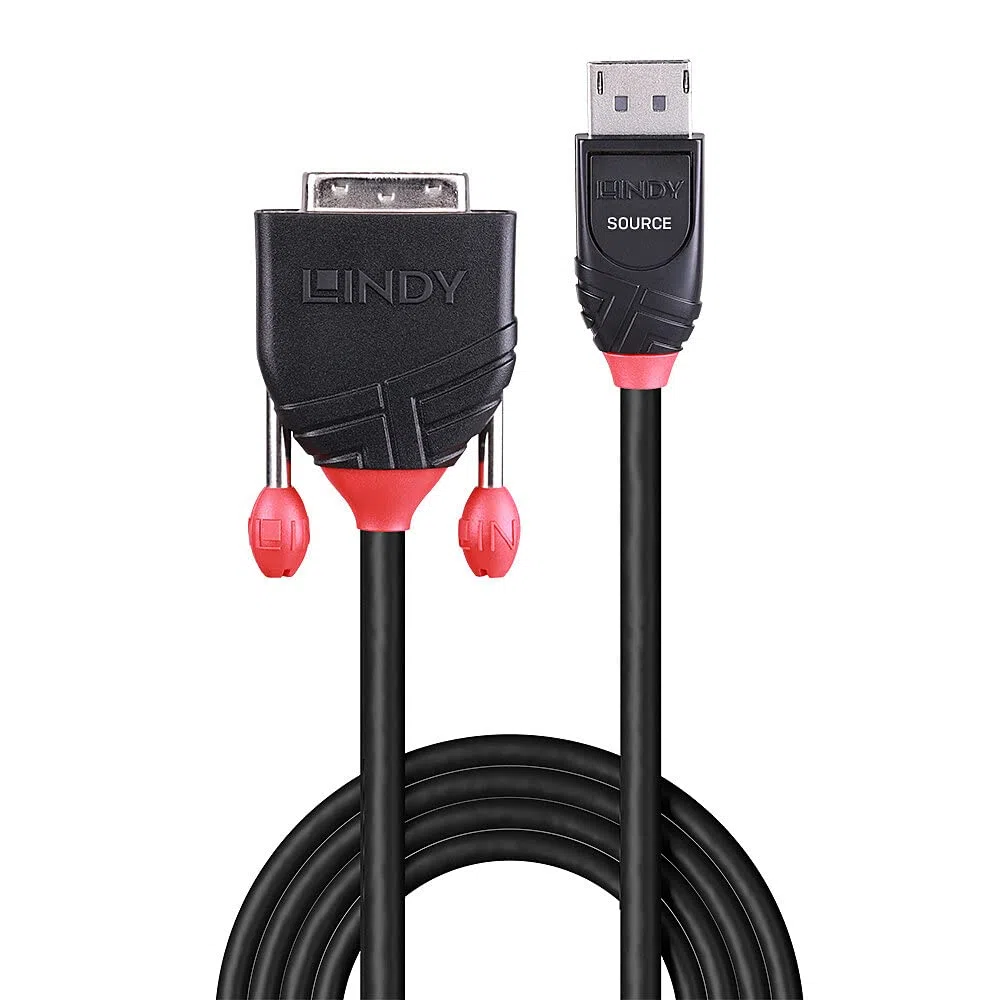 Lindy 41491 Cavo DisplayPort/DVI-D Attivo, 2 m, Nero