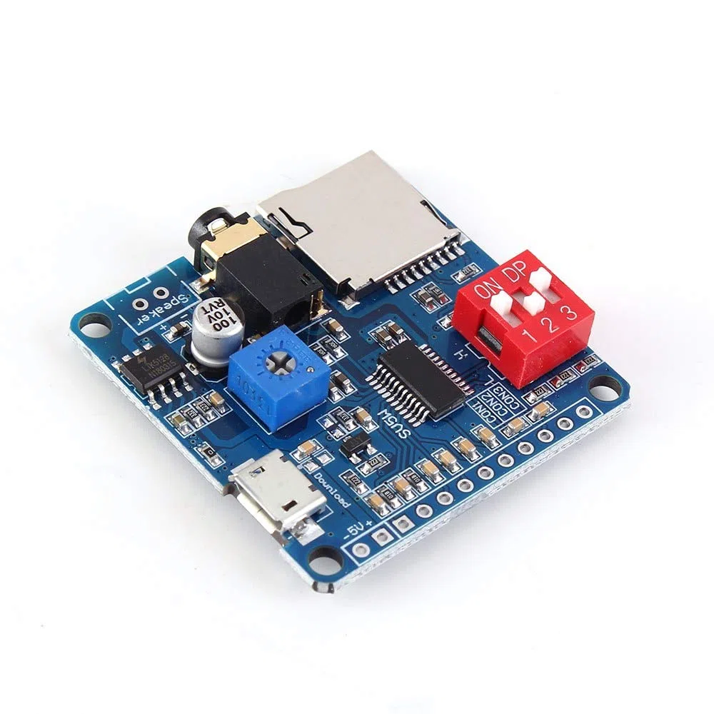 Modulo di Riproduzione Vocale,Scheda Audio per Riproduzione UART I/O Trigger Amplificatore classe D 5W SD/TF Card Play Serial Port Control Playback Compatibile
