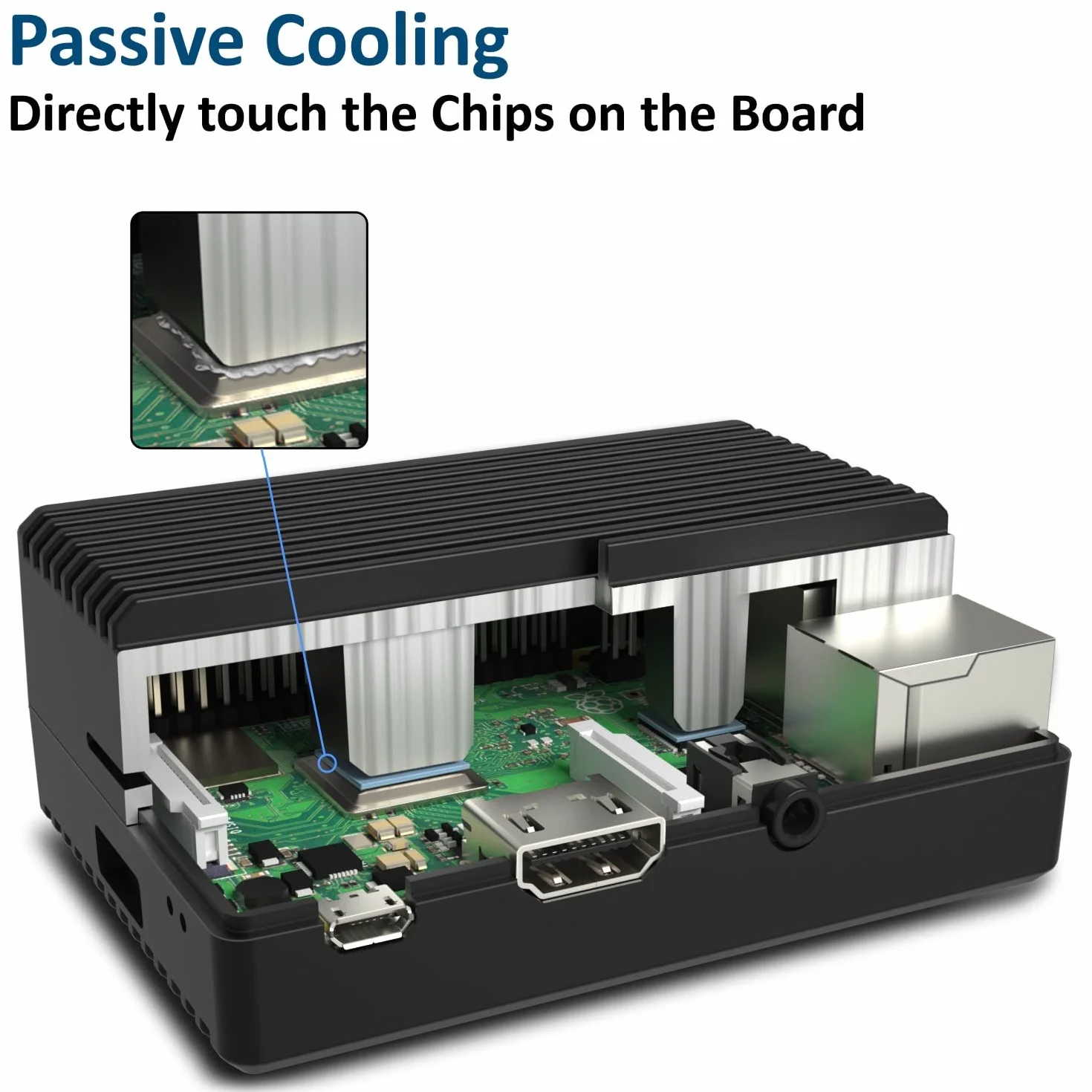 Miuzei Alluminio Case per Raspberry Pi 3b 3b+ con 5.1v 3a Alimentatore con Interruttore On/Off,Micro USB,Raffreddamento Passivo Case compatibile con Raspberry Pi Modello 3b 3b+