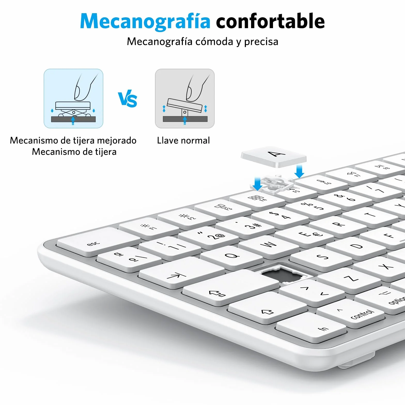 OMOTON Tastiera wireless Bluetooth per Mac, compatibile con MacBook Pro/Air, iMac/Mac Mini/Pro, ricaricabile e con 3 canali Bluetooth, distribuzione spagnola (argento)