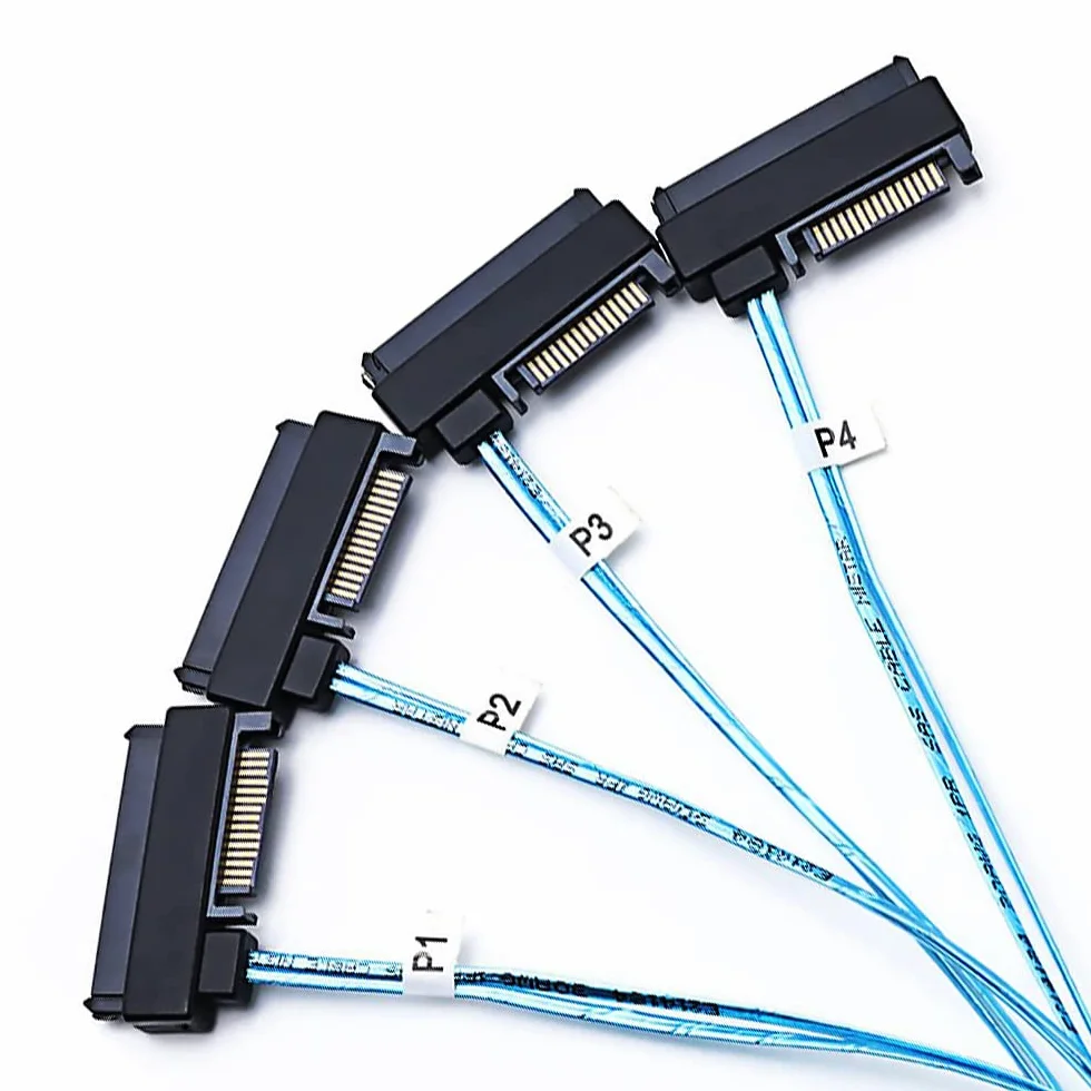 WLGQ Cavo da mini SAS a 4 x SAS 29 pin da SFF-8643 a SFF-8482 29 pin con connettore di alimentazione SATA 15 pin, da uno a quattro, per controller Raid a HDD da 1,6 m