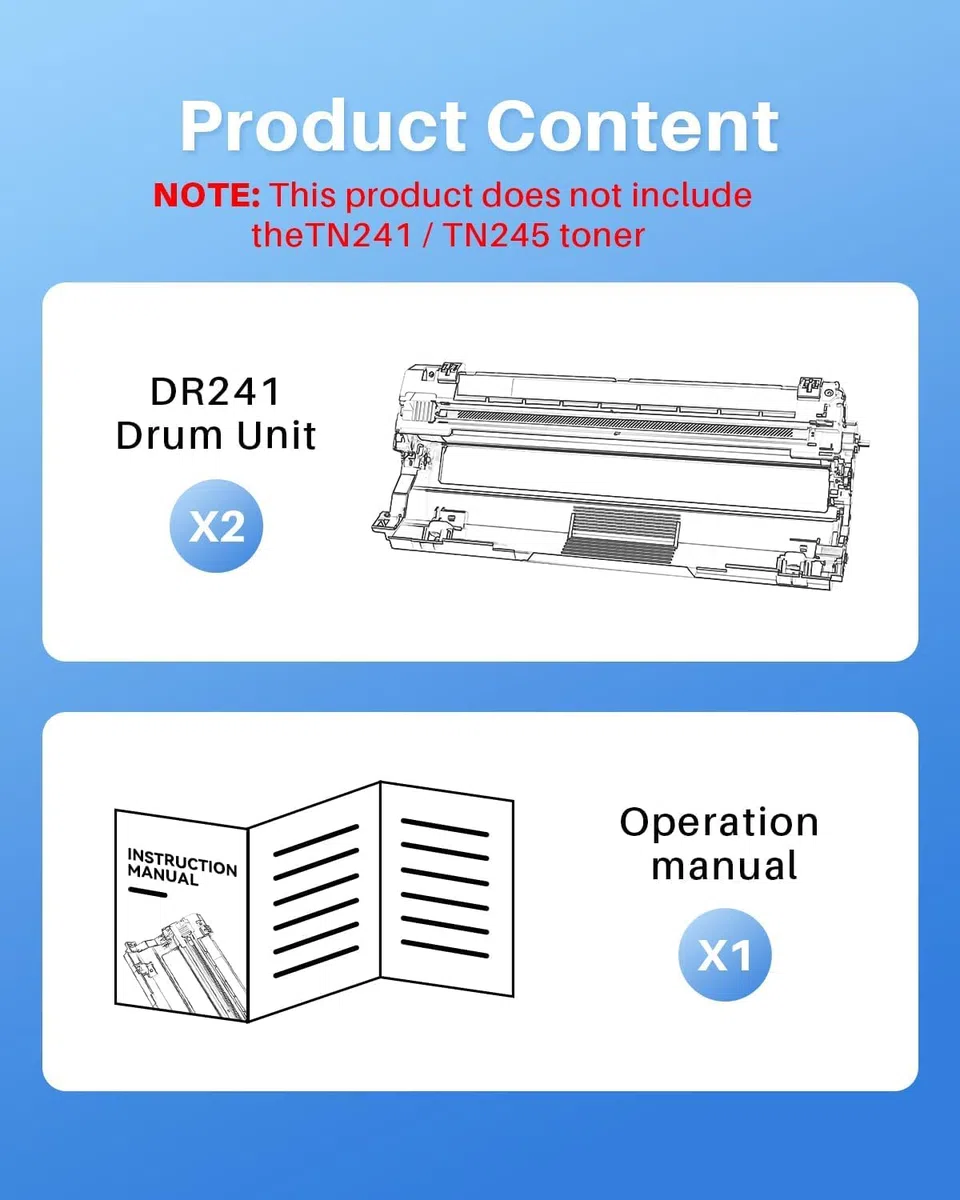 DR-241CL DR241CL Tamburo compatibile per Brother DR241 DR241CL Tamburo per Brother DCP-9015CDW DCP-9017CDW DCP-9022CDW HL-3140CW HL-3142CW MFC-9130CW MFC-9140CDN Stampanti (Nero, 2-Pack)