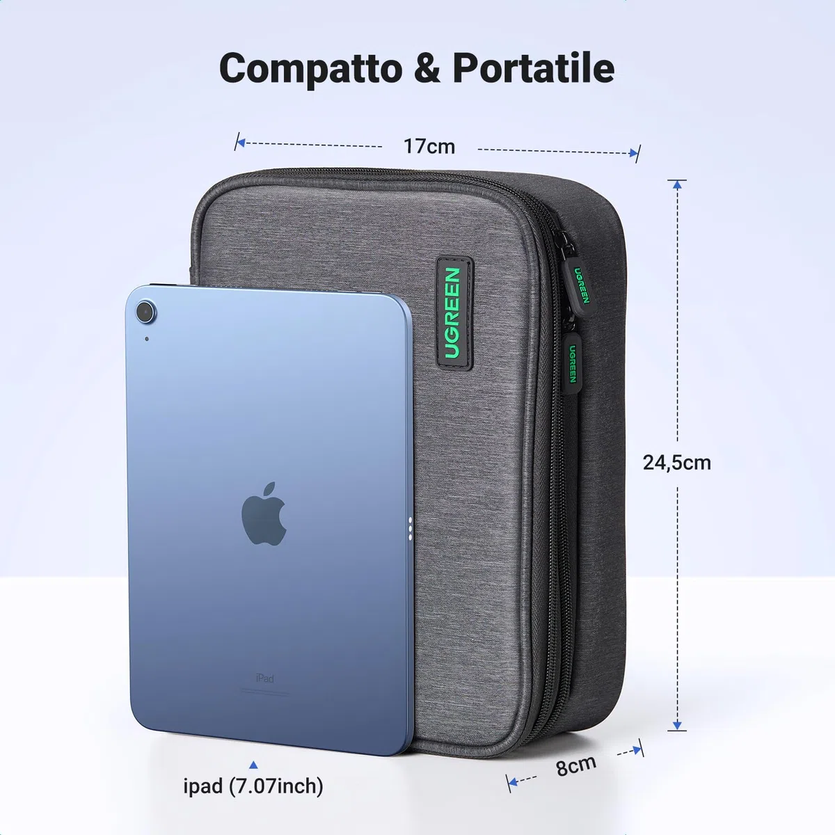 UGREEN Borsa Accessori Elettronici da Viaggio, Organizer Cavi Porta Compatibile with iPad Mini 5 4, Smartphone, Power Bank, Cable, Hard disk, ecc