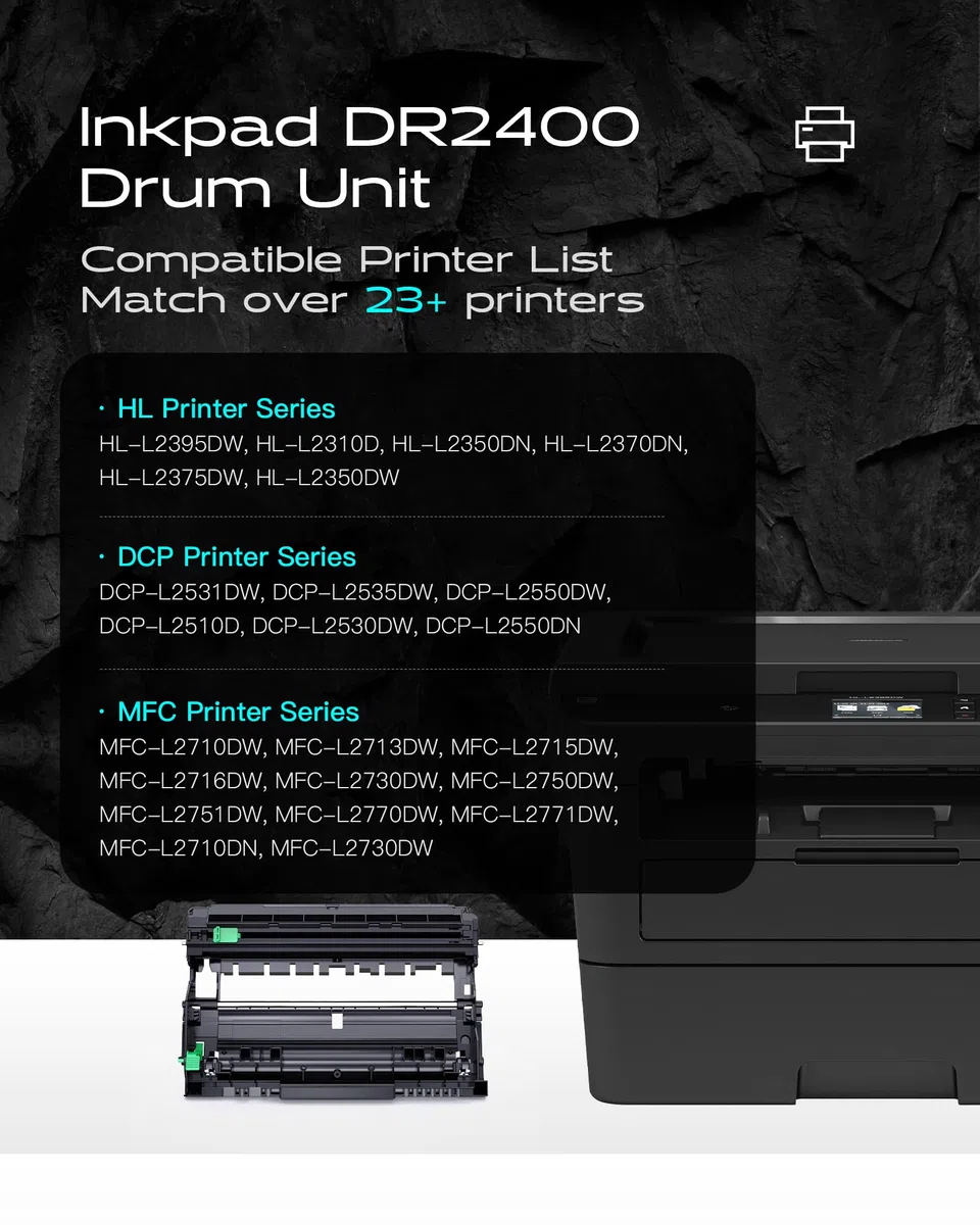 iNKPAD DR2400 Tamburo (Solo unità tamburo) per Brother DR-2400 per Brother DCP-L2530DW L2510D L2537DN L2550DN HL-L2350DW L2310D L2357DW L2370DN L2375DW MFC-L2710DW L2710DN L2730DN DW L2755 0DW
