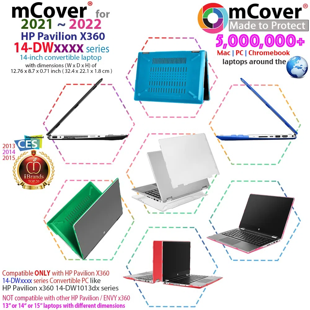 mCover Custodia compatibile solo per HP Pavilion X360 serie 14-DWxxxx 2022 2021 ~ 2022 14-DWxxxx (NON compatibile con altri modelli HP) - Nero