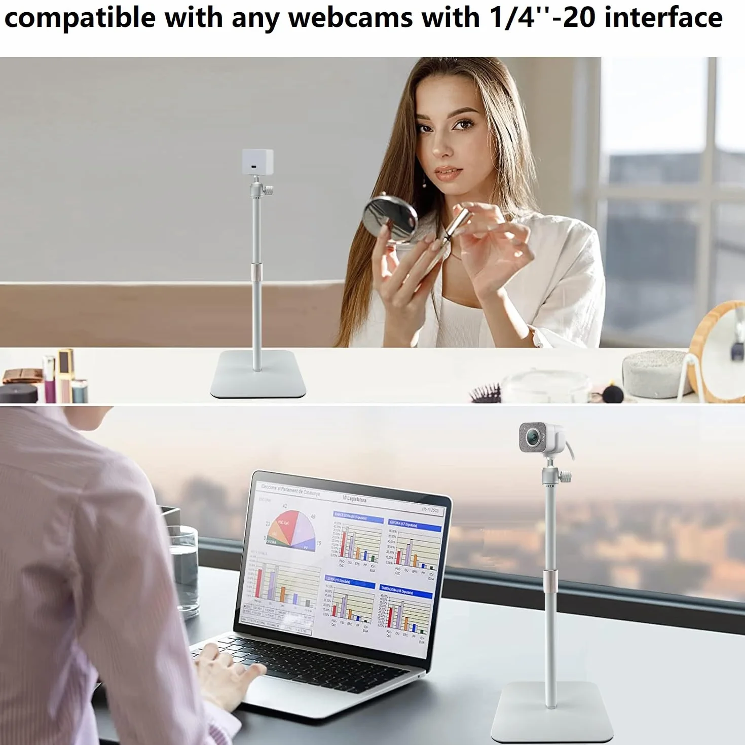 Supporto magnetico bianco per webcam Logitech Brio 100 300 500, C270, C310, StreamCam, MX Brio 4K, C920, C922, C930, C925, C615