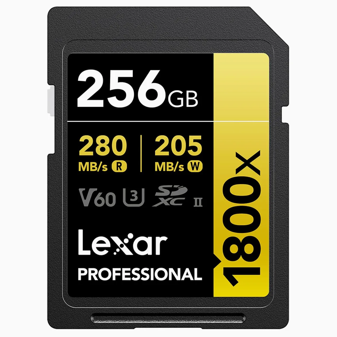 Lexar Scheda di memoria professionale da 256 GB 1800x UHS-II SDXC (serie Gold)