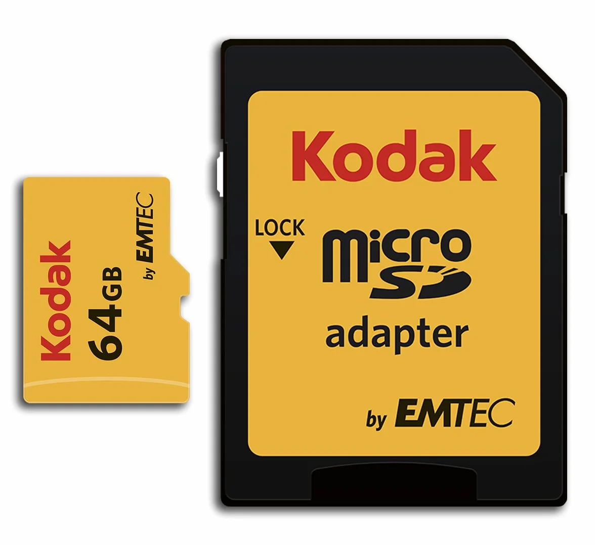 Scheda di memoria Emtec MicroSDXC da 64GB, Class 10, Nero, Rosso, Giallo