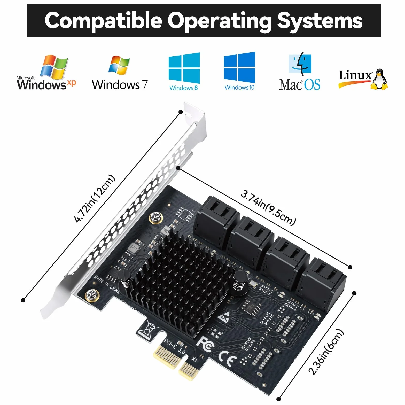 ELUTENG Scheda SATA PCIe 8 porte, 6 Gbps PCIe a SATA adattatore SATA 3.0 controller scheda PCI Express X1 per desktop PC, supporto SSD HDD, avvio come disco rigido di sistema